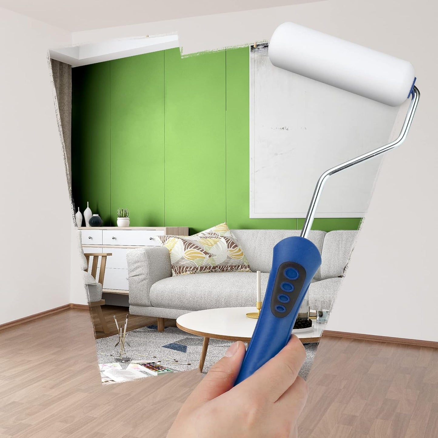 WORKPRO 12-Pack Foam Paint Roller 4 inch, Small Paint Roller Kit, Mini Paint Roller for Painting Walls, Cabinets, Doors, Fences, etc.