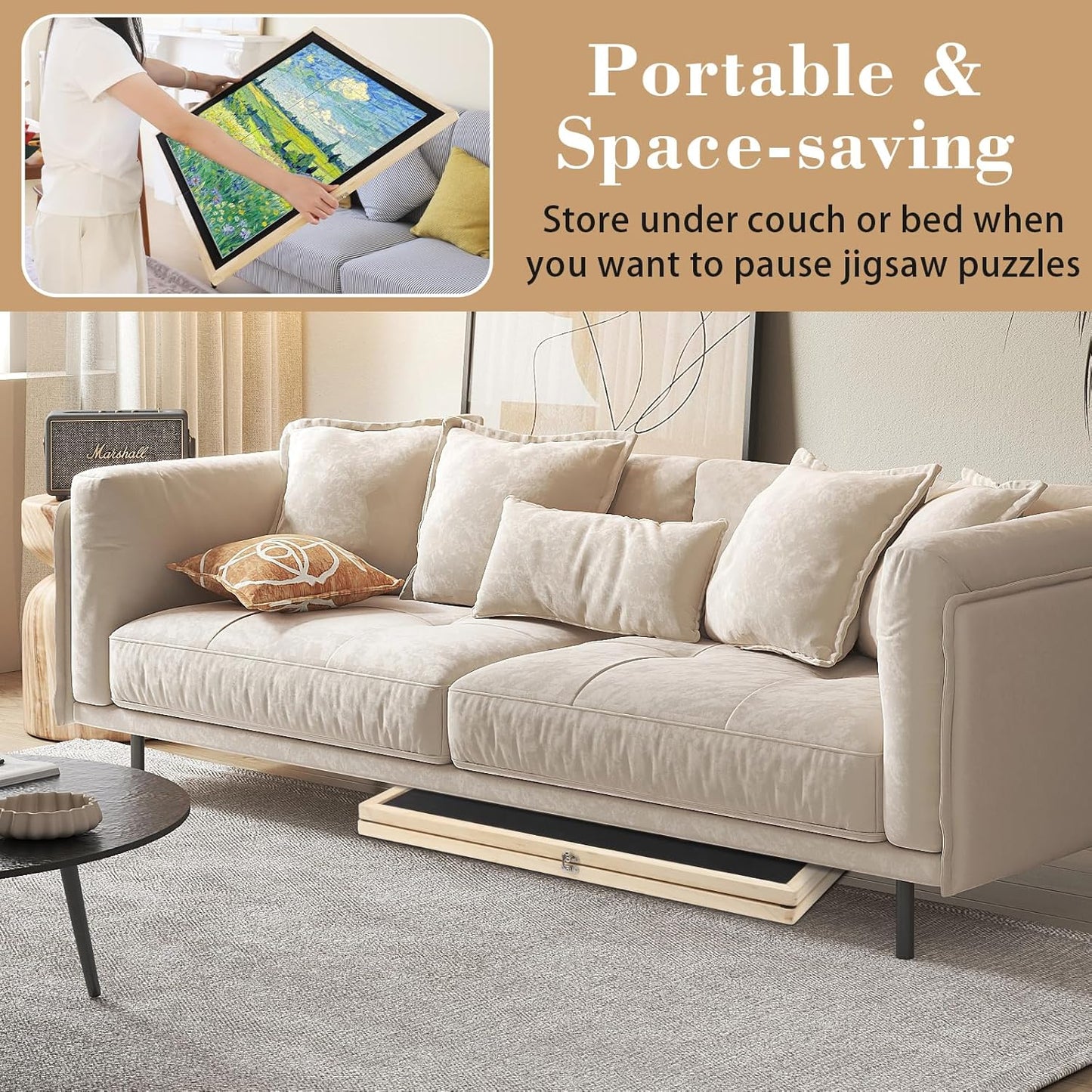 Ancaixin Foldable Puzzle Board 1500 Pieces, Rotating & Tilting Jigsaw Puzzle Board with 4 Non-Woven Drawers, 26x35.8'' Wooden Puzzle Table, Portable Board GameTable for Adults, Birthday Gift for Mom