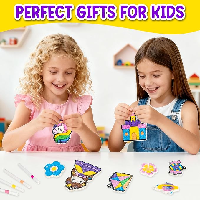 AGENTLAN Magic Puff Kit for Kids, 3D Art Kit with Unicorn & Princess, Craft Stuff for Kids, Foam Texture Paint Set, Easy DIY Crafts Gift for Girls & Boys Ages 4, 5, 6, 7, 8, 9