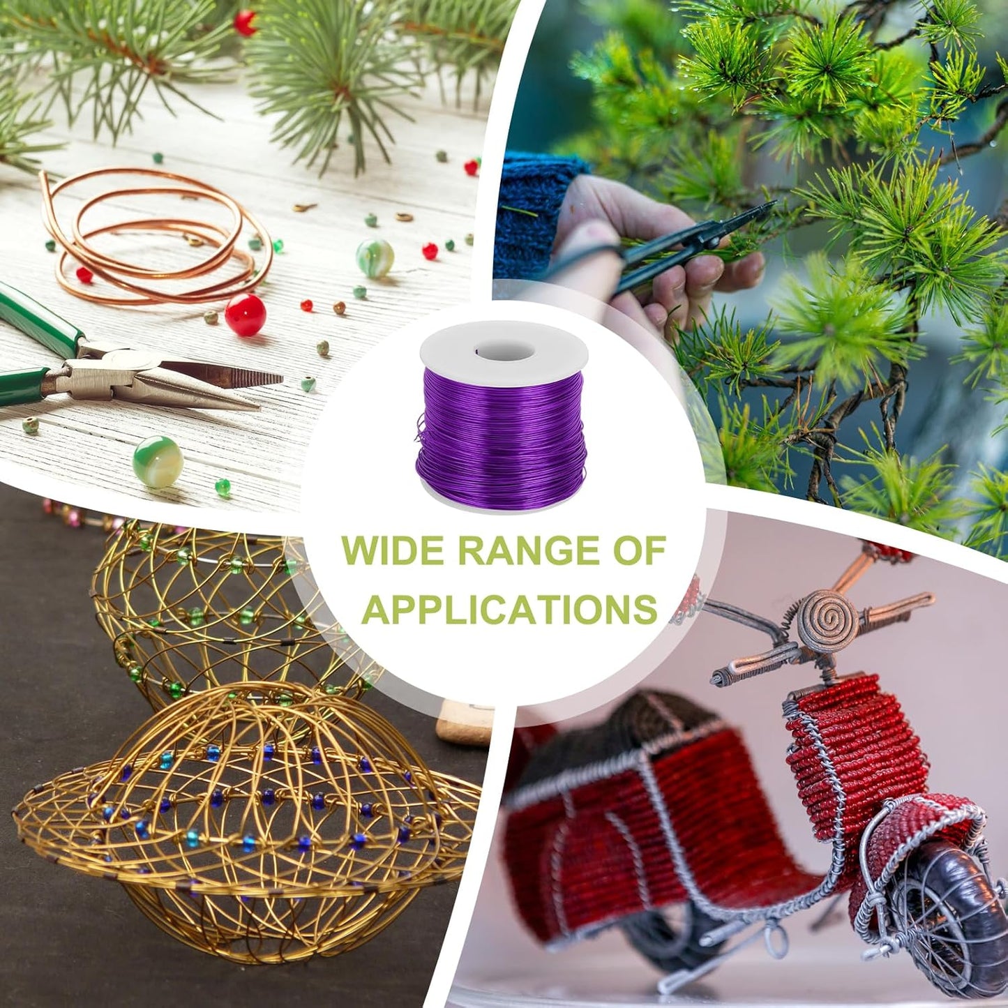 MECCANIXITY 20 Gauge Anodized Aluminum Craft Wire Bendable Bonsai Training Wire 771 Feet 0.8mm for Sculpting Crafts Wreath Floral Beading Jewelry Making, Purple