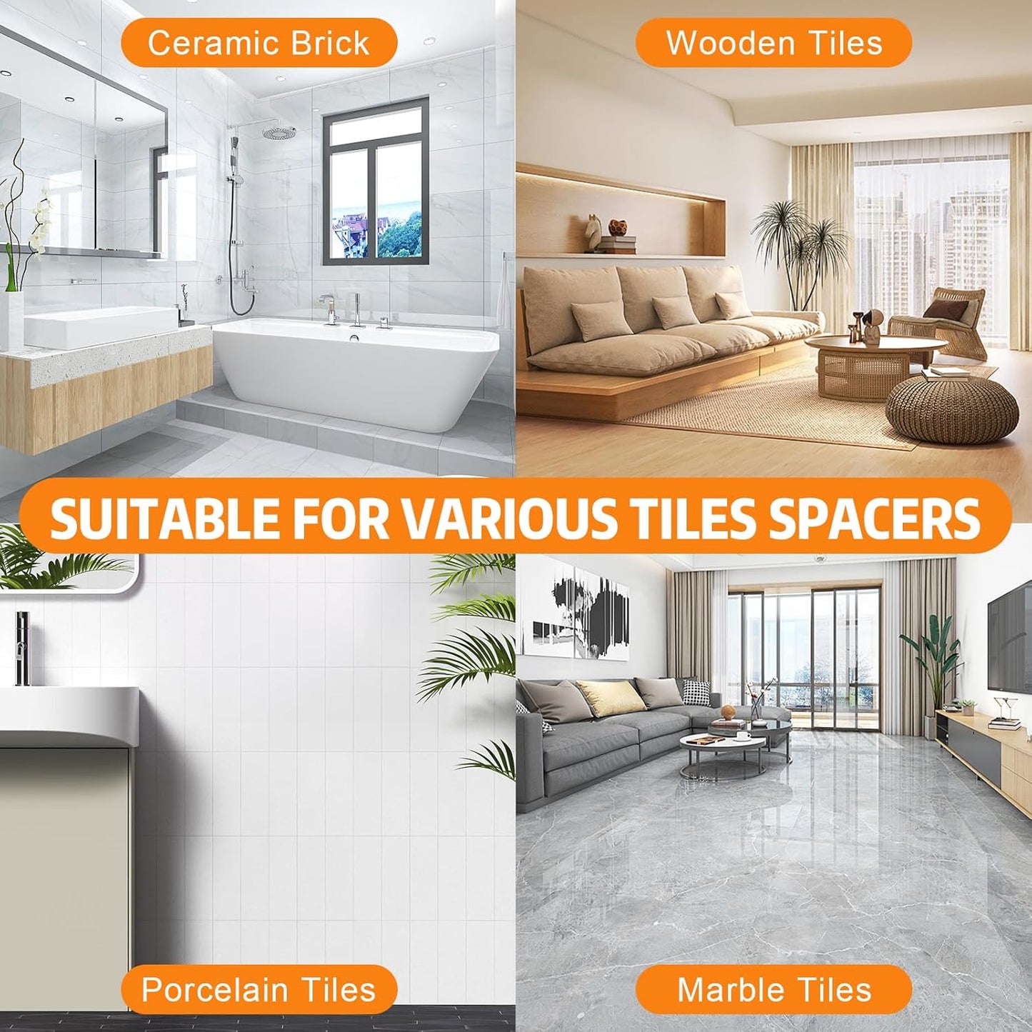 DGSL Tile Leveling System, 2000-Piece 1/16" Tile Spacers Clips Tile Tools, Tile Installation Tools for Professional Ceramic Tile and Stone Installation