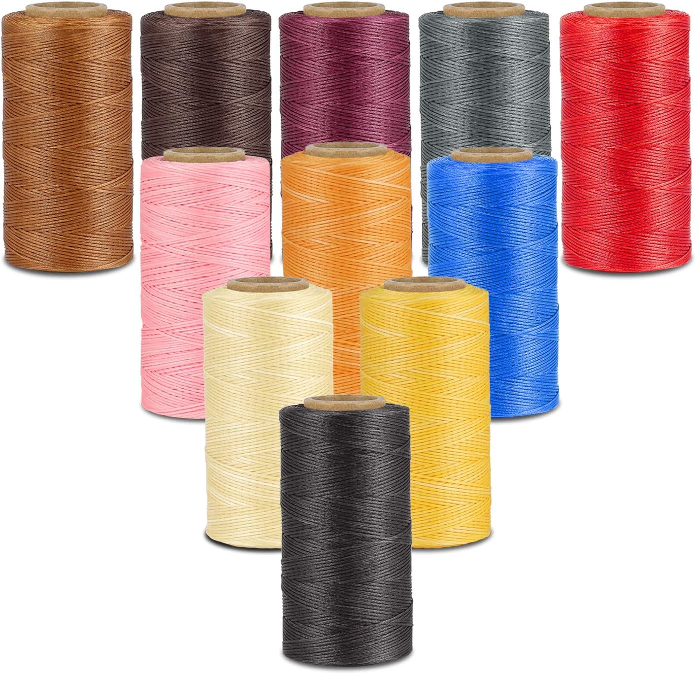 Flexzion Waxed Thread - 284 Yards 0.8mm 150D Polyester Wax Thread for Leather Sewing, Bookbinding, Stitching, & DIY Projects (Black)