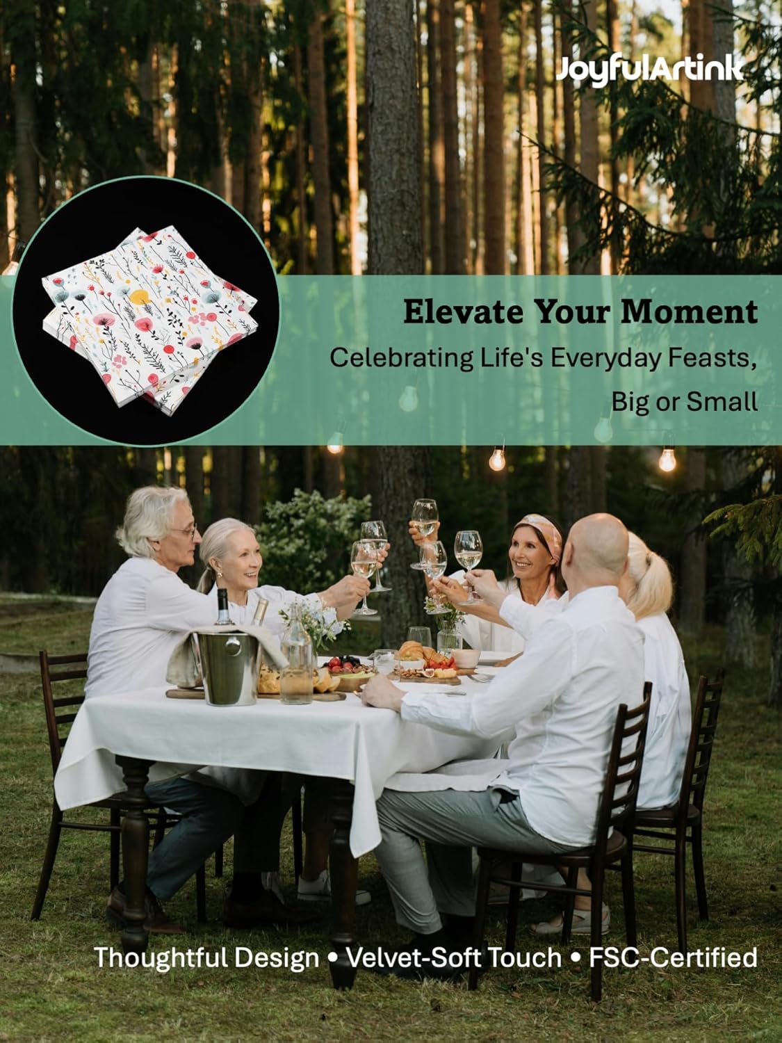 80 pcs Premium Designer Paper Napkins, 3-Ply 6.5x6.5-inches Disposable Decorative White Floral Napkin for Wedding Birthday Anniversary Lunch Dinner Party