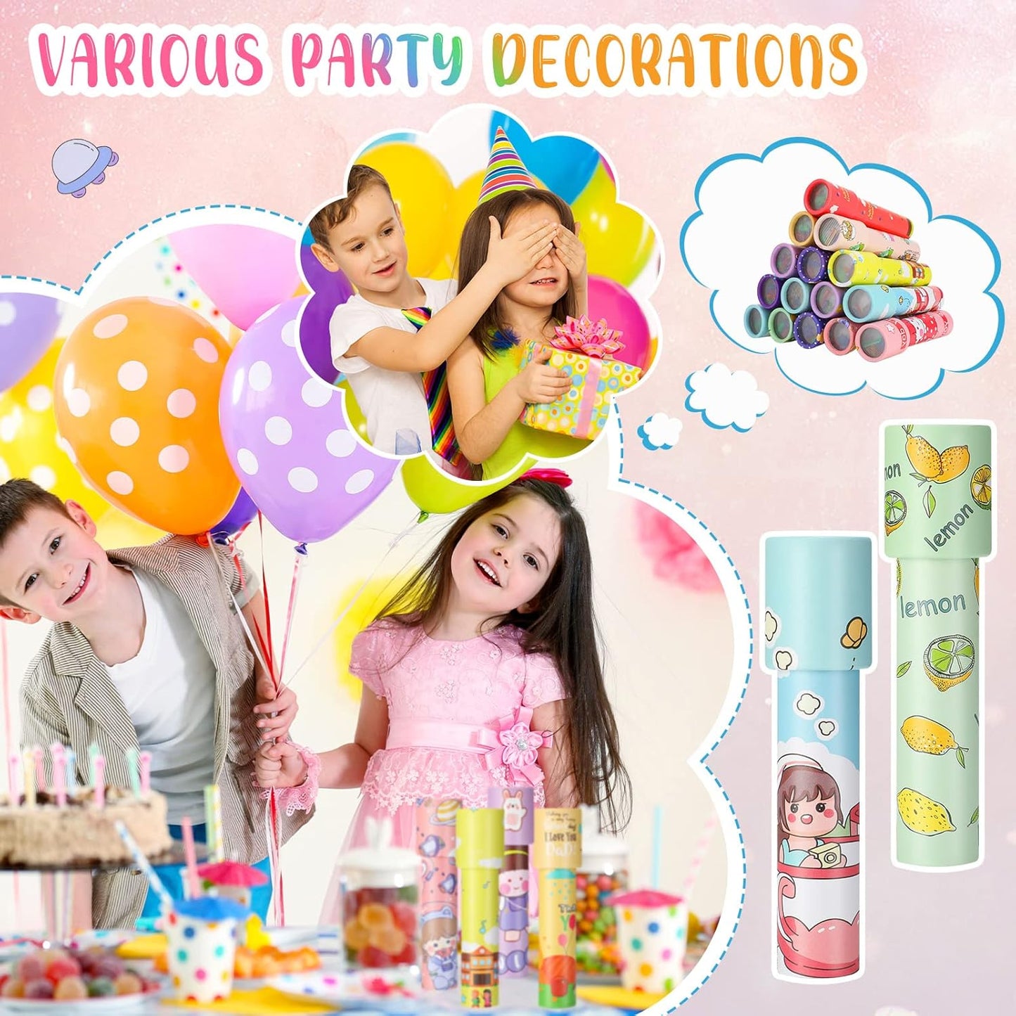 Chivao 30 Pcs Classic Kaleidoscopes Kids Vintage Toys, Return Gifts for Kids Birthday Mini Kaleidoscope Kit for School Classroom Prizes, Stock Stuffers Bag Fillers, Random Colors(Elegant Style)