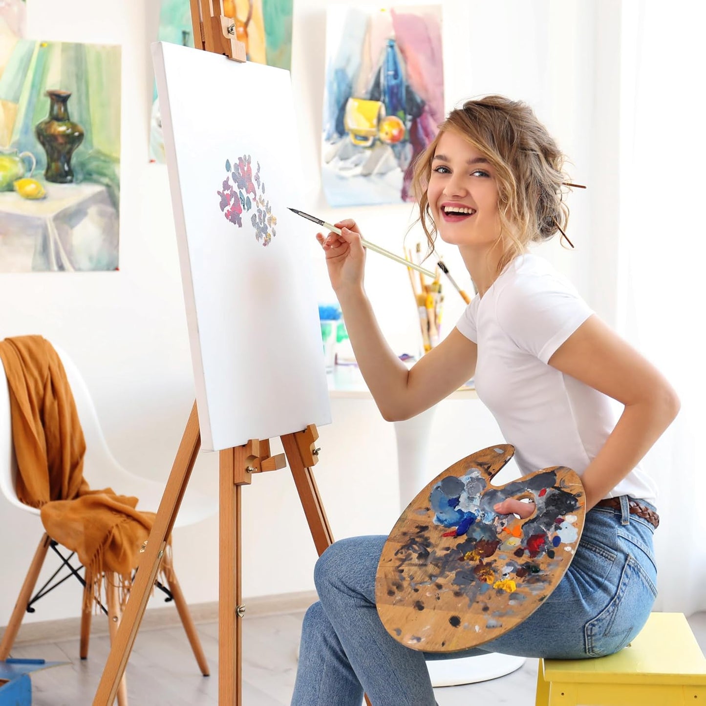 DUGATO Artist Paint Brushes Set 10pcs for Acrylic Oil Watercolor Gouache Paint by Numbers, Art Face and Body Professional Miniatures Painting Kits with Anti-Shedding Nylon Hair Tips Paintbrushes