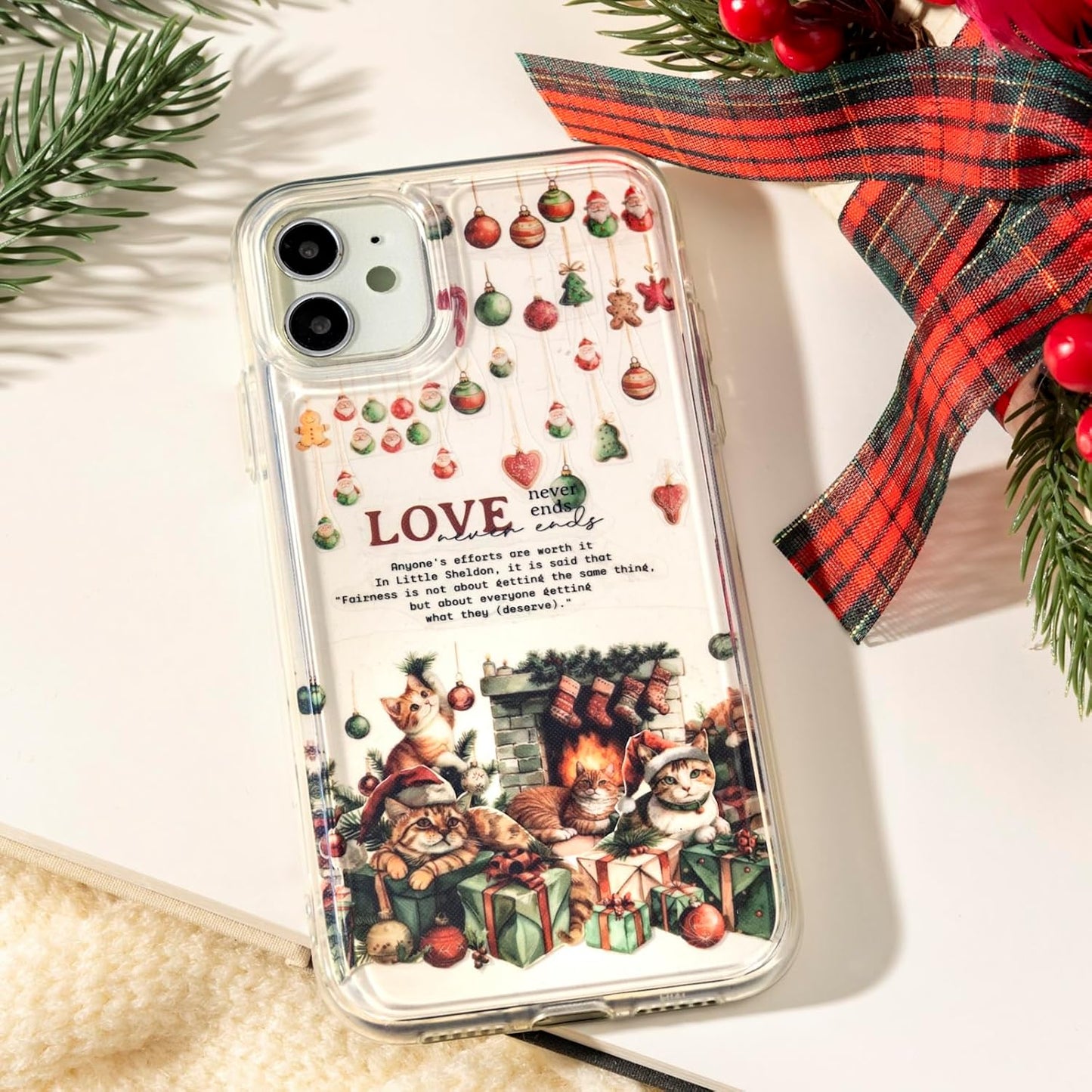 Christmas PET Tape Set - Seamless Loop Design with Snowy Villages, Festive Cats and Holiday Scenes, Includes Decorative Clip, Self-Adhesive Rolls for Scrapbook, Journal and DIY Decor