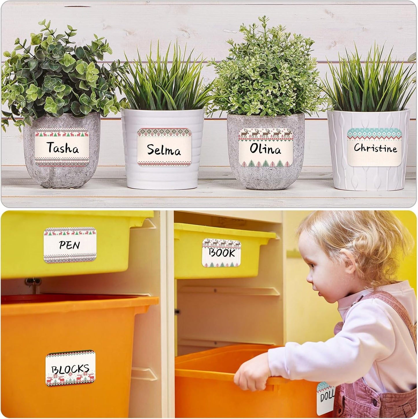 240 Pcs Ugly Sweater Name Tags Stickers for Kids Christmas Classroom Border Gift Labels Xmas Party Name Stickers Reindeer Personalized Paper Tags for Holiday Party Decoration, 3.5 x 2.4 in