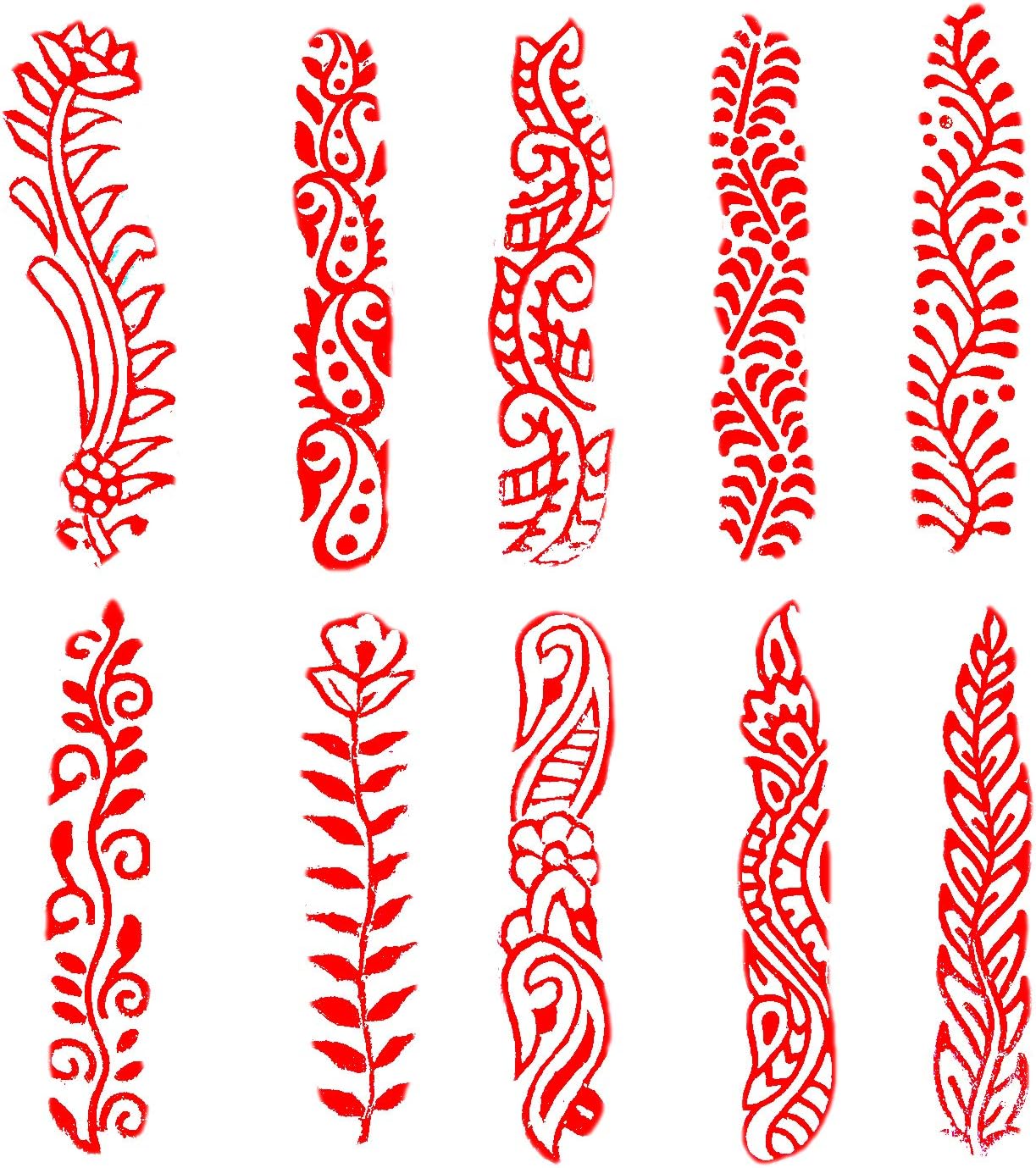 Royal Kraft Border Wooden Printing Stamps (Set of 10) - DIY Henna Fabric Textile Paper Clay Pottery Blocks Htag2199
