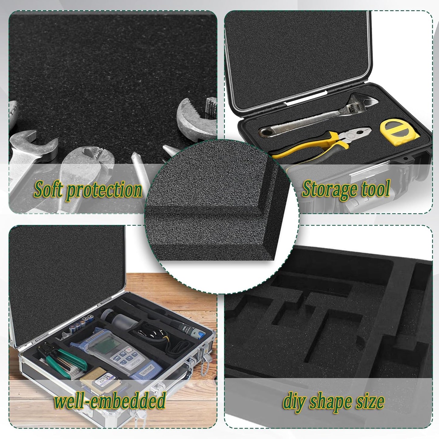 8 Pcs Polyethylene Foam Pads for Packing Foam Sheets 2 Size Cuttable High Density Cushioning Inserts Protective Foam for Packing Cases and Crafts- 12" X 12" X (0.4" and 1")