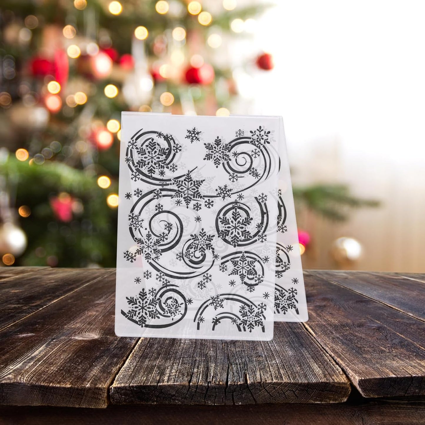 Threetols 3-D Textured Christmas Embossing Folder, Snowflake Background Embossing Folder for Card Making, Snow Frame DIY Plastic Scrapbooking Photo Album Card Paper DIY Craft Decor Template Mold