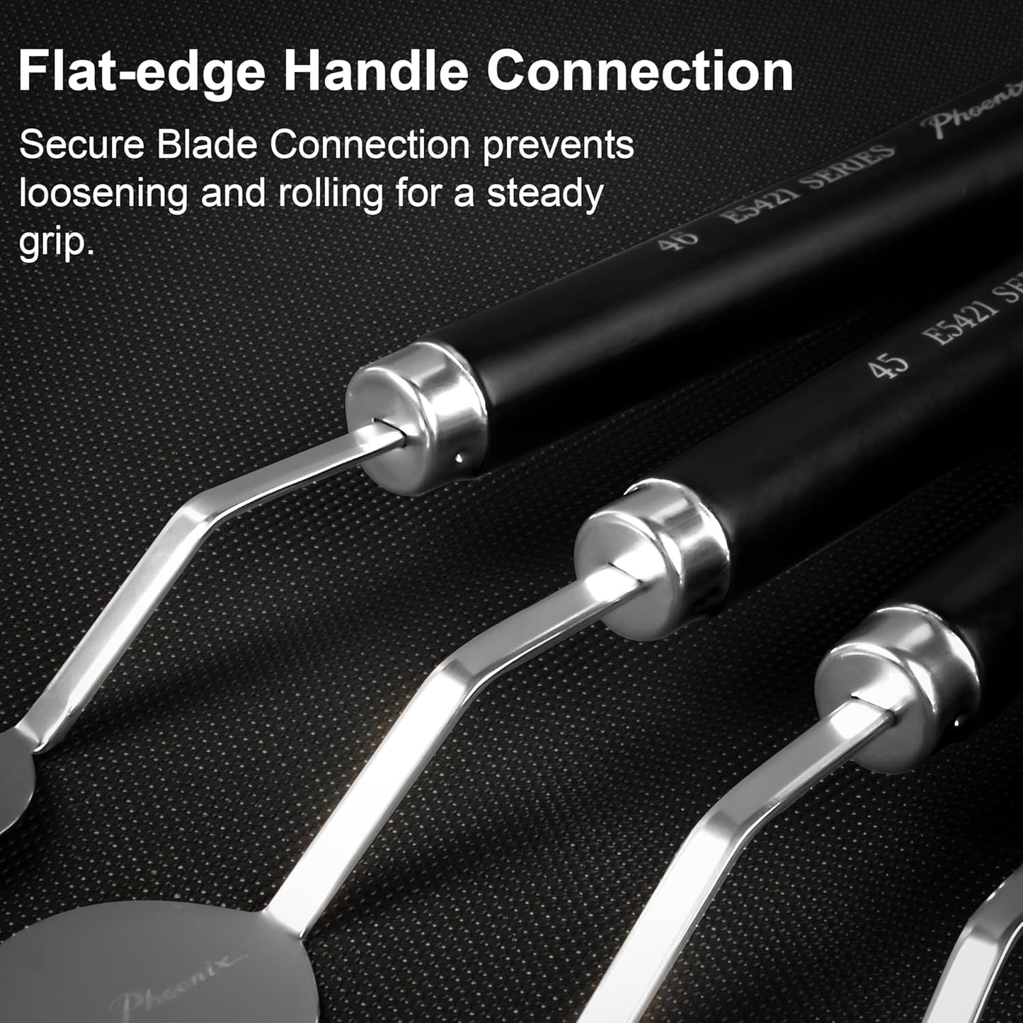 PHOENIX High Flexible Palette Knife Set, 5 Pieces Stainless Steel Painting Knives (33,34,45,46,52) Art Knife with Wood Handle, Paint Spatula for Oil Acrylic Paint - Painting Tools for Artists