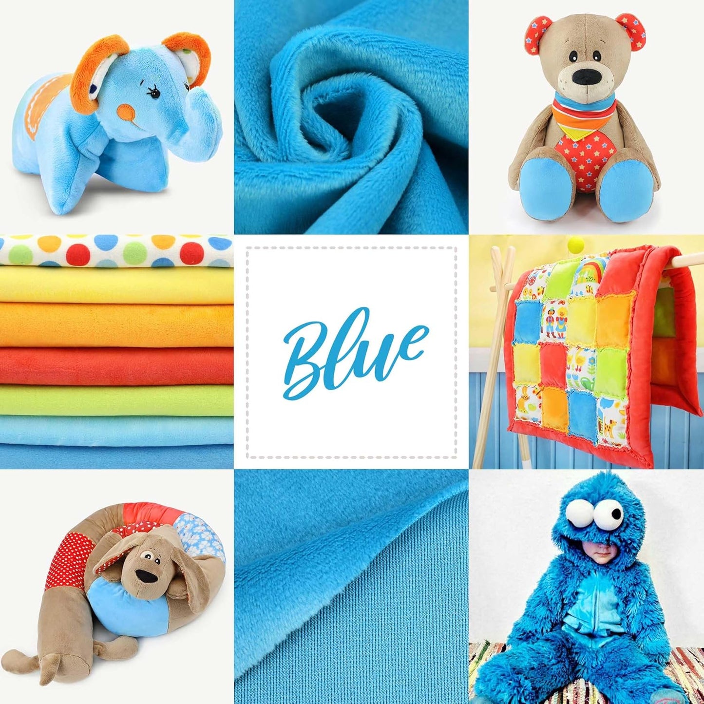 kullaloo Plush Fabric | Solid Blue Minky Fabric for Sewing (Pack of 2) | Super Soft Cuddle Material | 39.5x29.5 | Plushies, Baby Blankets, Pillows, Dog Beds, Cat Beds, Baby Accessories, Apparel