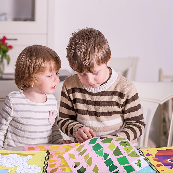 90shine 4PCS Crafts for Kids Ages 4-8 Sticker Books - Includes Dinosaur Llama Turtle and More Animal Designs Gift Party Create 40 Pictures