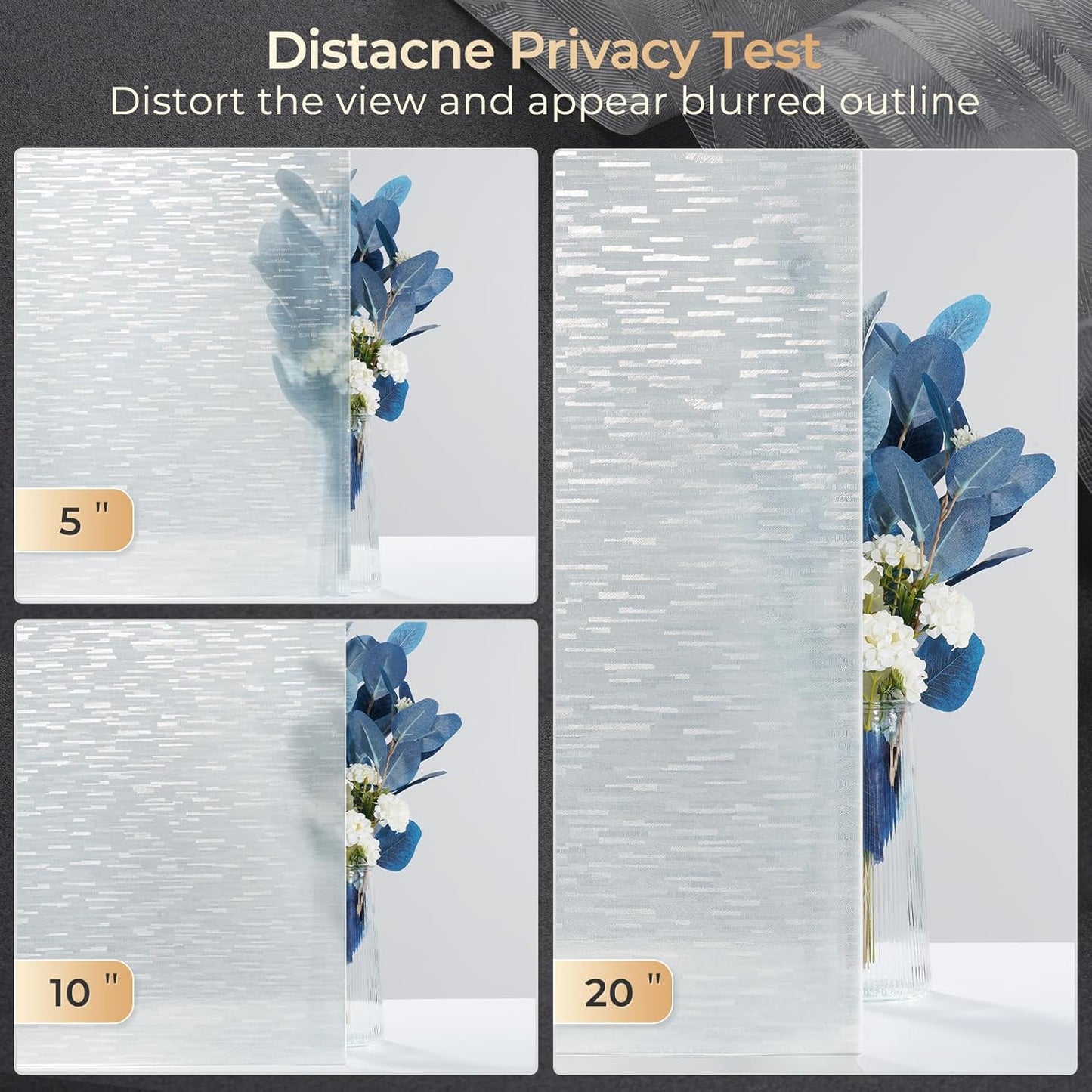 rabbitgoo Window Privacy Film, Frosted Glass Window Film Static Cling Covering, Non Adhesive Privacy Clings Vinyl, Removable Frosting Sticker for Home Decoration, White, 17.5 x 118.1 Inches