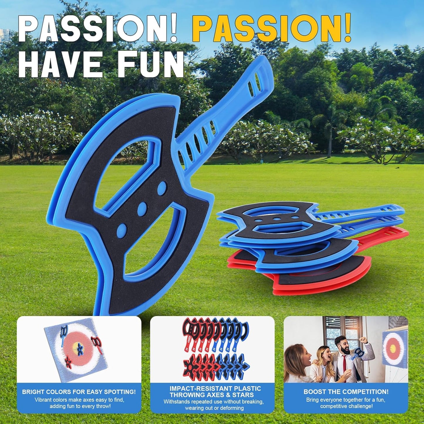 Throwing Axe for Axe Throwing Game for Backyard, Throwing Axe Set with Throwing Star for Outdoor Games, Durable and Fun for All Ages