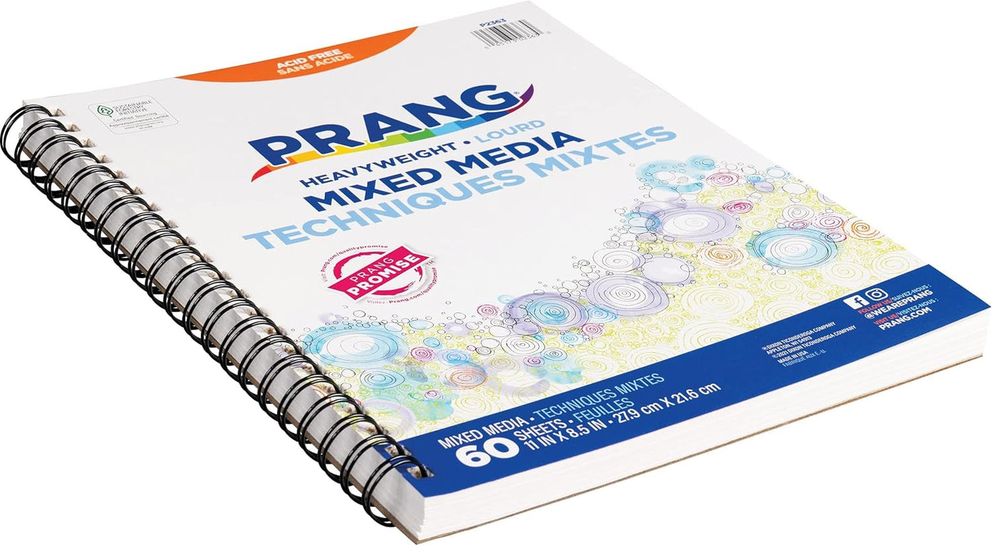 Prang Art Street Mixed Media Journal, 11" x 8-1/2", 60 Sheets, Multicolour (Pack of 2)
