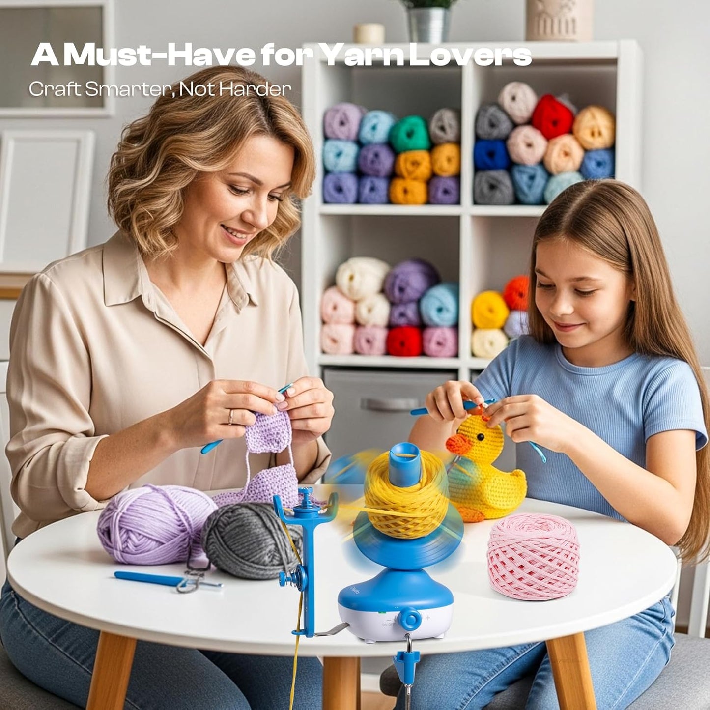 Caydo Electric Yarn Winder, Cordless Rechargeable Automatic Yarn Cake Winder, 2H Long Last Battery Effortless Yarn Winding, Wireless Yarn Spinner for Crocheting, Must-Have Tool for Yarn Enthusiast