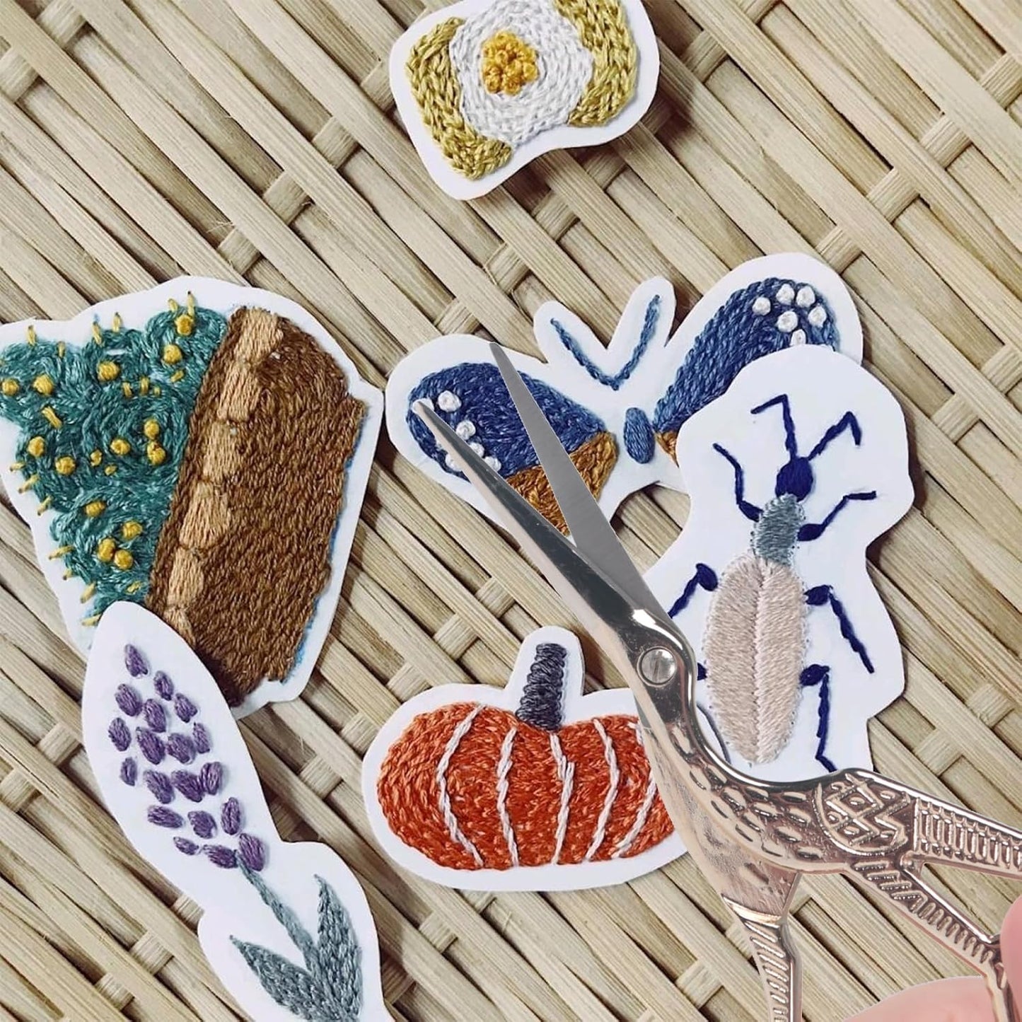 BIHRTC Small Craft 4.5Inch Embroidery Scissors with Artificial Leather Cover Stainless Steel Tip Bird Stork Scissors Shears for Sewing Crochet Embroidery Paper Art Work