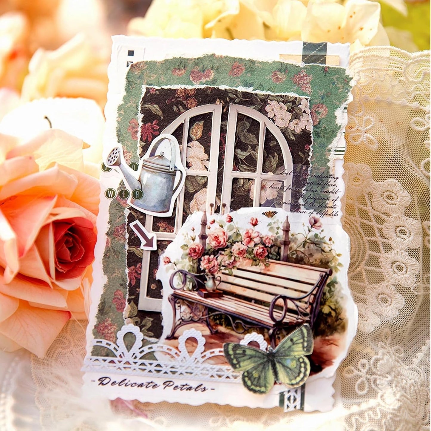 60Pcs PET Scrapbook Stickers, Vintage Aesthetic Designs for Scrapbooking Waterproof Journaling Supplies Junk Journal Ephemera with Storage Organizer