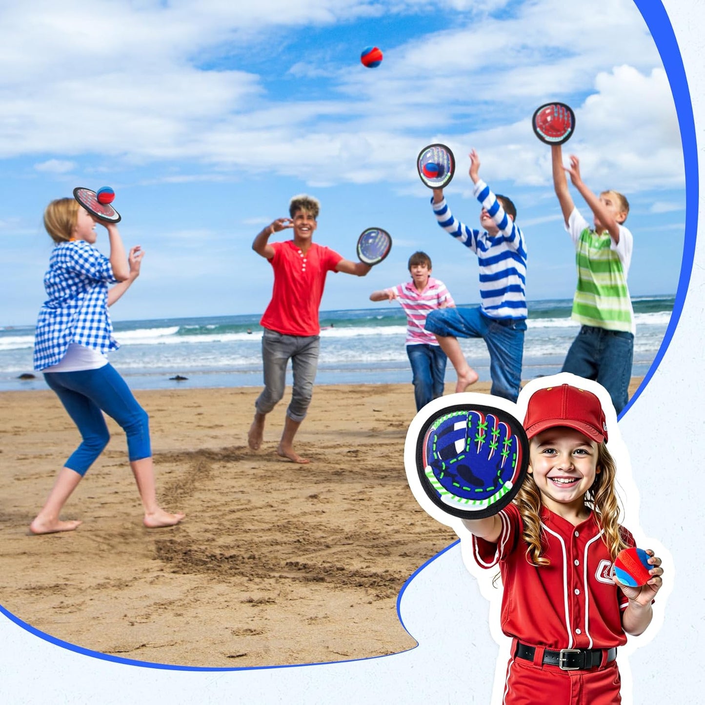 EVERICH TOY Toss and Catch Game for Toddlers - Soft, Safe & Pain-Free Baseball-Style Catching for Kids, Active Indoor & Outdoor Play Gift – Beach, Pool & Yard Toys for Boys and Girls Ages 3-8