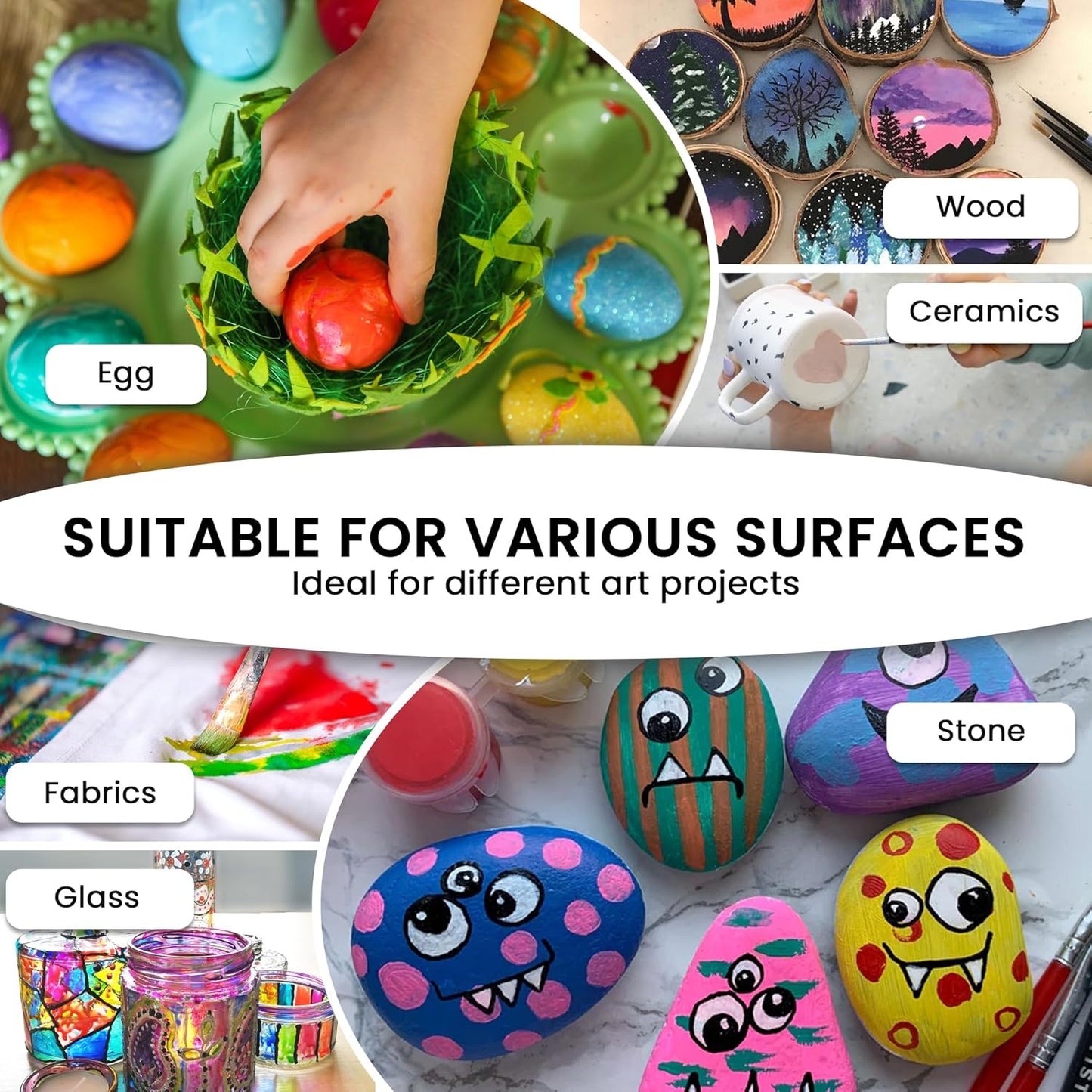 Acrylic Pouring Paint Set | 30 Vibrant Colors Including An Array Of Metallic, Neon & Pastel Paints | Pre Mixed, Ready to Use, High Flow Paint For Canvas, Paper, and More | 2 Ounces Per bottle