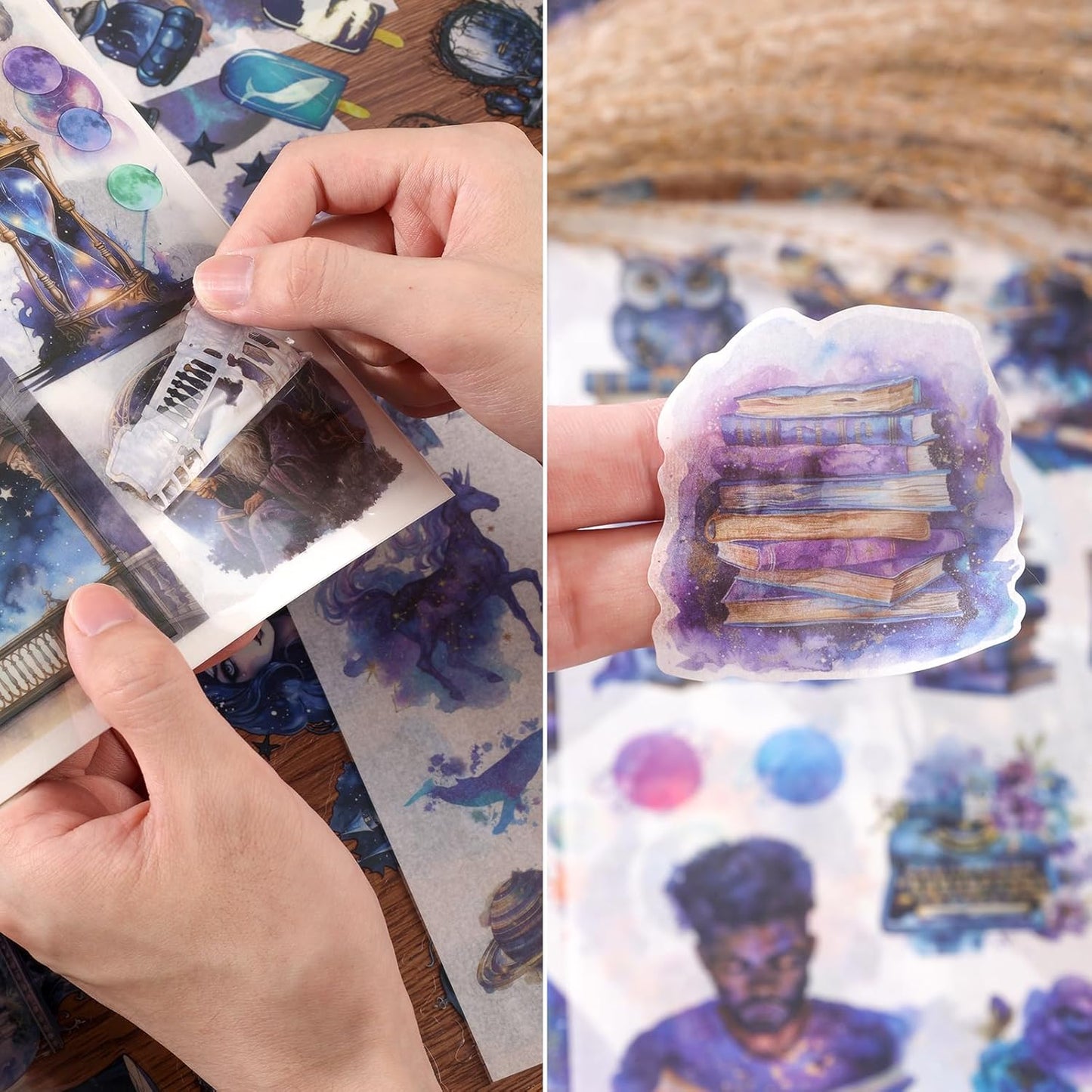 Fantasy Magic Scrapbook Stickers 20 Sheets 240 Pre-Cut Washi Stickers for Journaling PET Transparent Book Sticker Decorative or DIY Paper Crafts, Arts and Crafting Projects