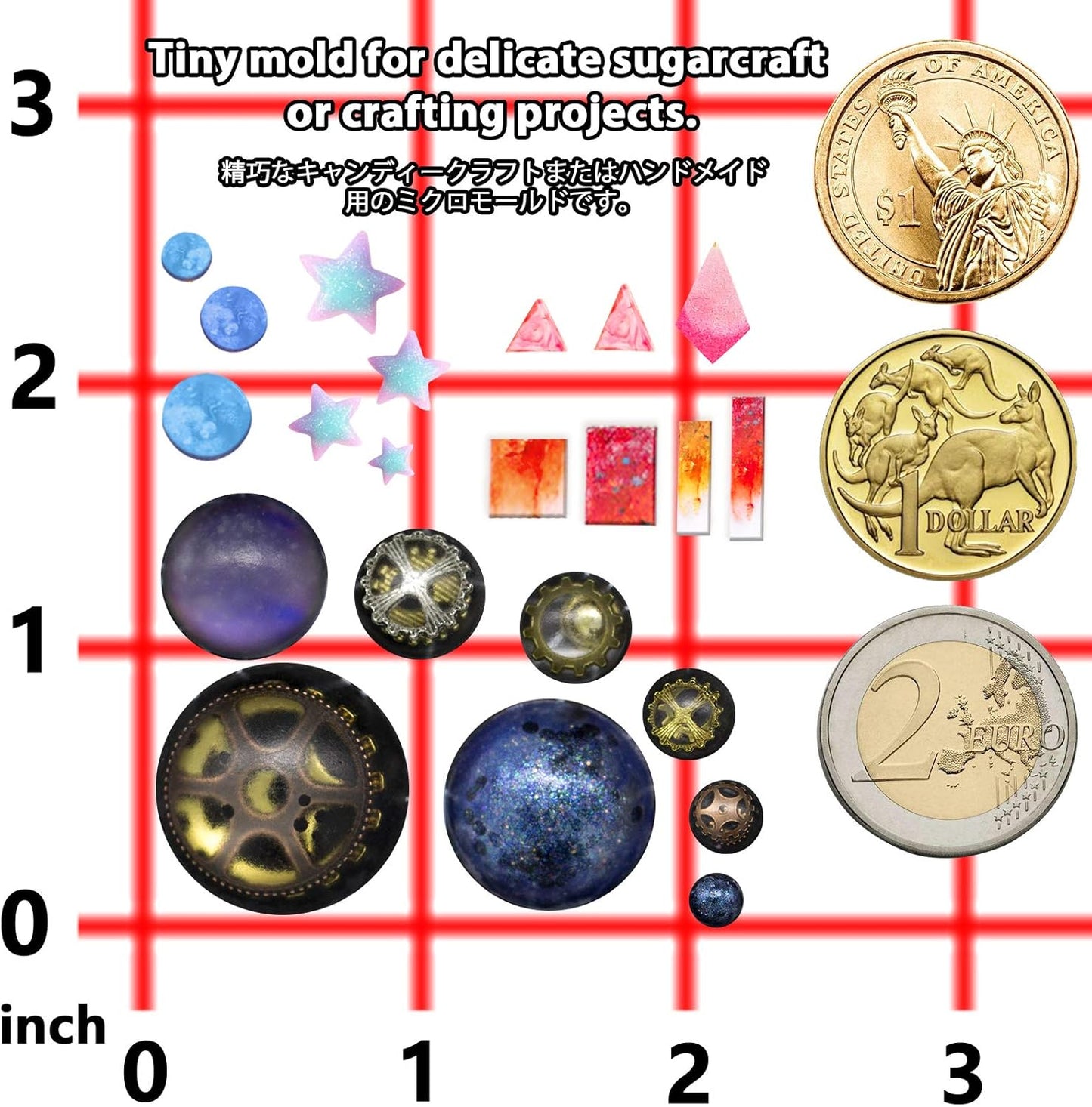 Cabochon Gemstone Silicone Mold for Fondant Cake Decoration, Polymer Clay Craft, UV Resin Epoxy Casting, Jewelry Making Shapes of Dome Circle Star Triangle Square Rectangle Bar 31-Cavity