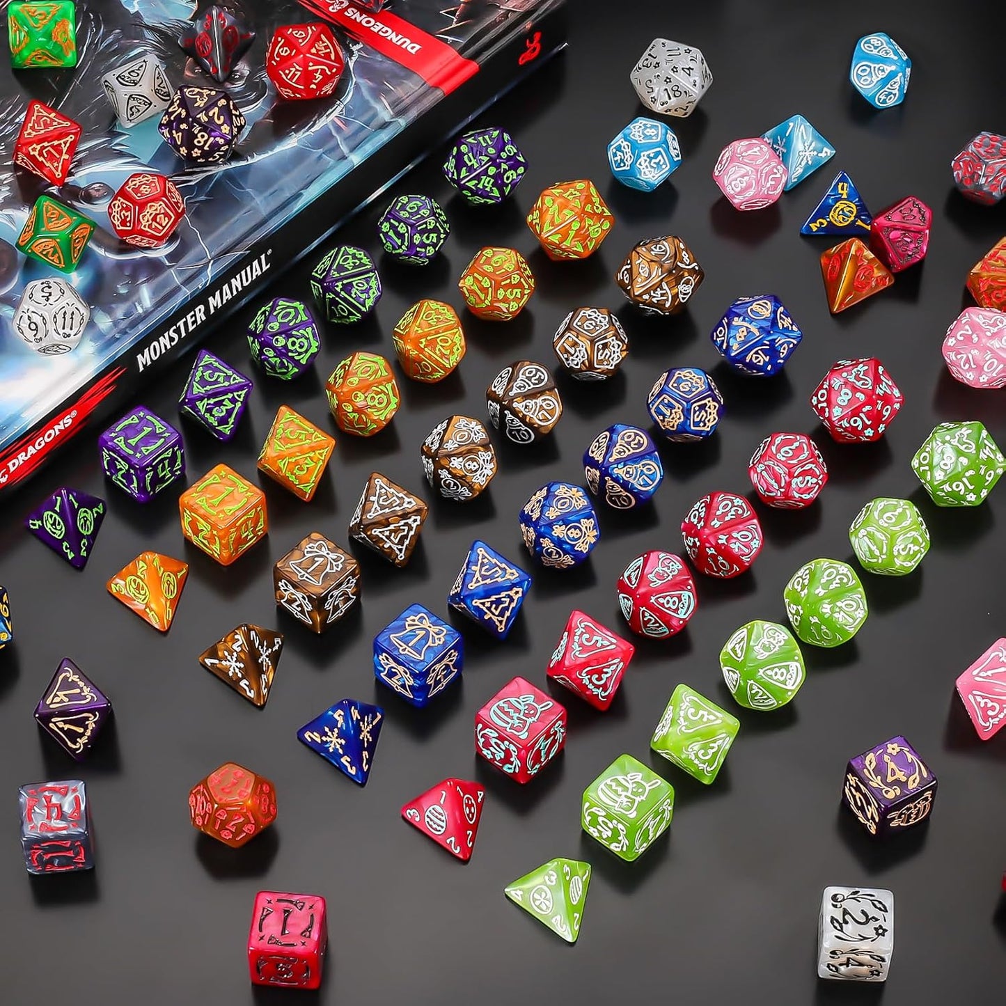 CiaraQ DND Dice Sets - 26 X 7 Polyhedral Dice (182pcs) with a Large Drawstring Bag for Dungeons and Dragons, Role Playing Table Game. Multiple Colors, Christmas/Halloween/Easter/Holiday Themed Dice