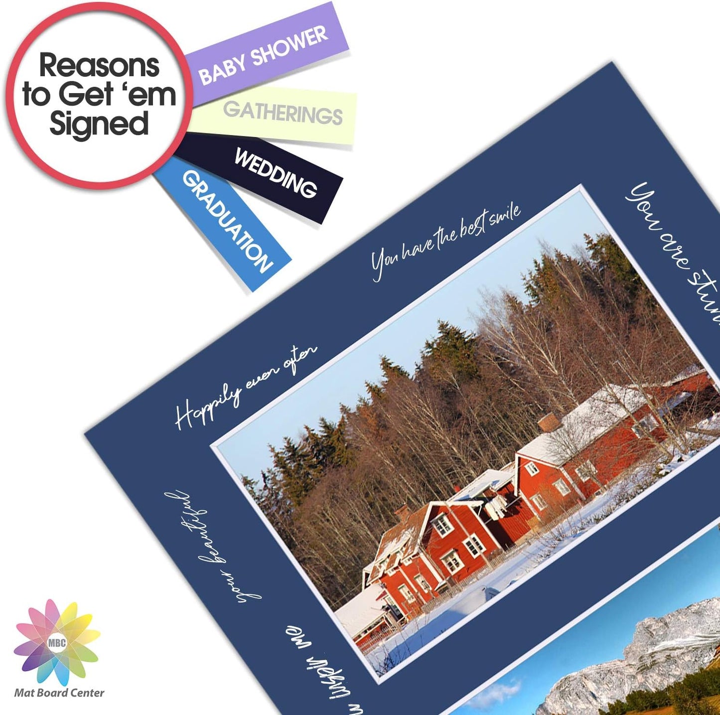 Mat Board Center, Pack of 10, Photo Picture Mats - Acid Free, 4-ply Thickness, White Core - for Pictures, Photos, Framing (8x10 for 2-4x6 Mixed Color)