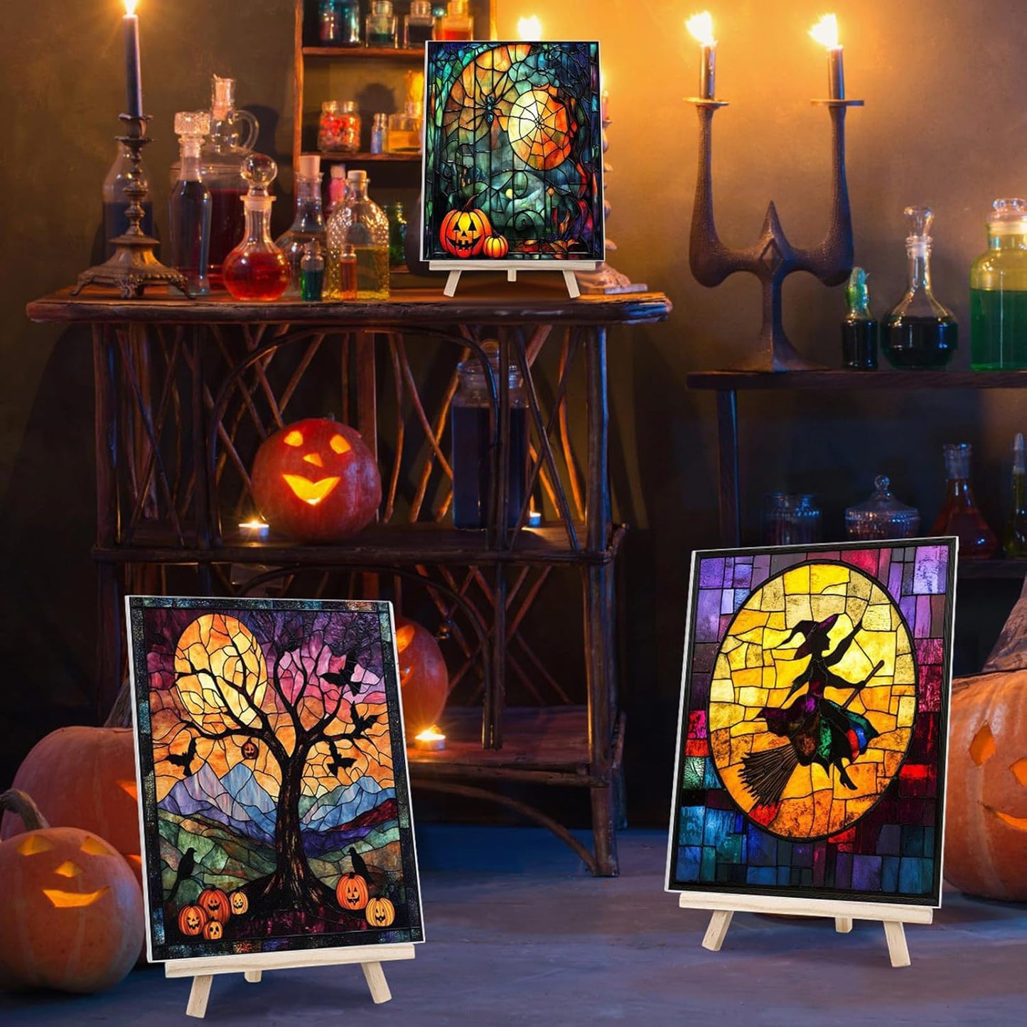 Zhanmai 12 Pack Pre Drawn Canvas for Painting Sip and Paint Kit 8" x 10" Paint Party Set Canvas Painting Pre Printed Canvases for Party Favor DIY Virtual Adult's Date Night (Vivid Ghost)