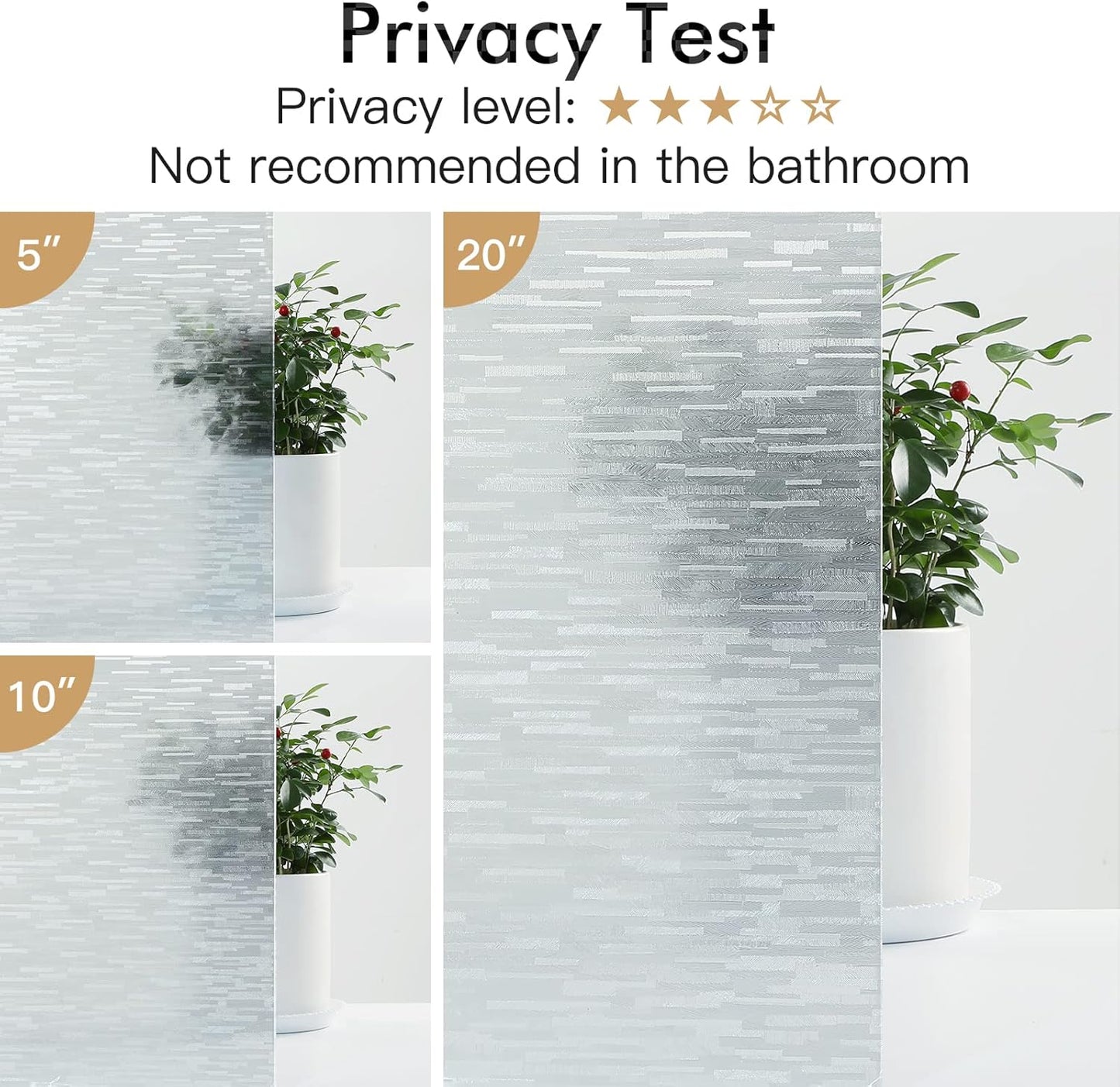 Haton Window Privacy Film, Frosted Glass Static Cling Sun Heat Blocking Window Clings, Frosting Opaque Coverings, Vinyl Removable Stickers Tint for Home Door Office, Non Adhesive 23.6" x 78.7"