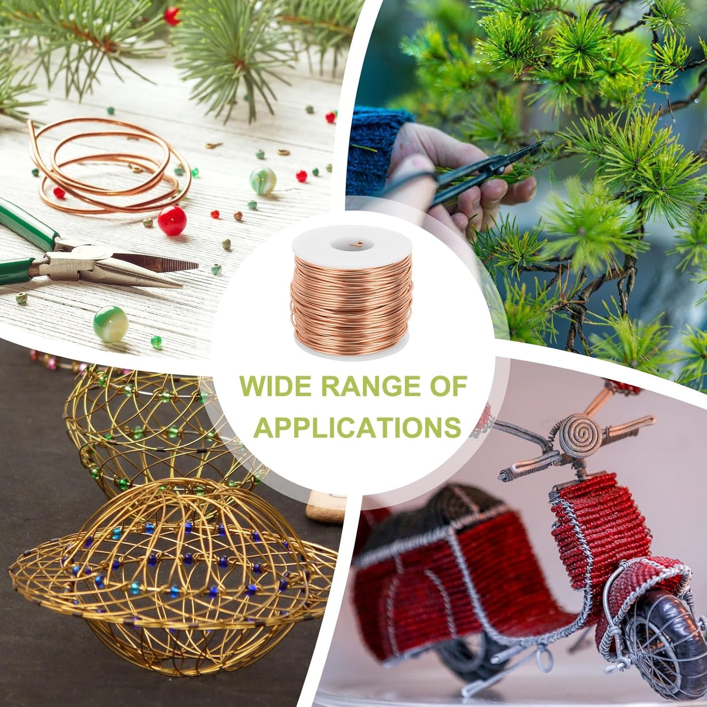 MECCANIXITY 15 Gauge Anodized Aluminum Craft Wire Bendable Bonsai Training Wire 223 Feet 1.5mm for Sculpting Crafts Wreath Floral Beading Jewelry Making, Copper Tone