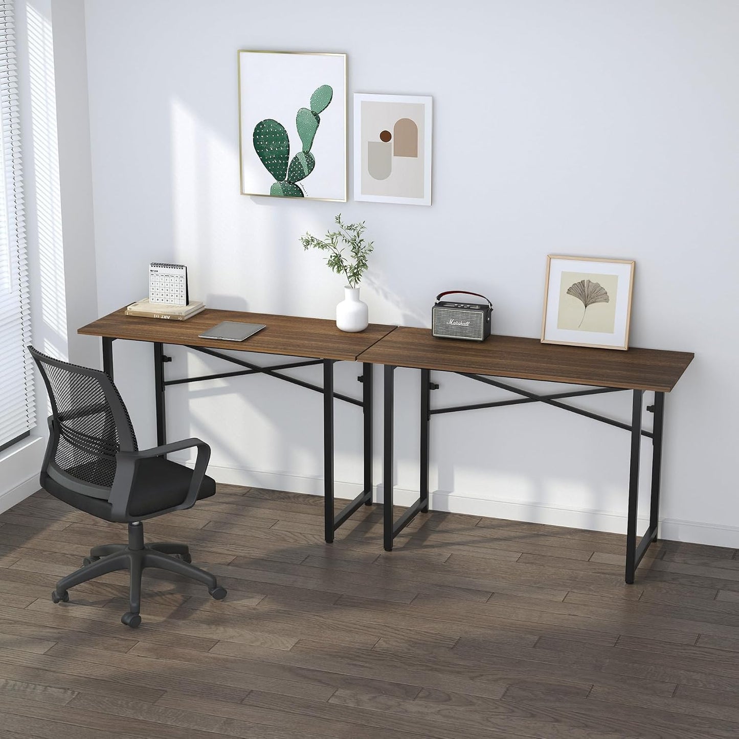 Folding Computer Desk 47 inch Writing Gaming Computer Camping Table, No Assembly Required Home Office Desk, Espresso