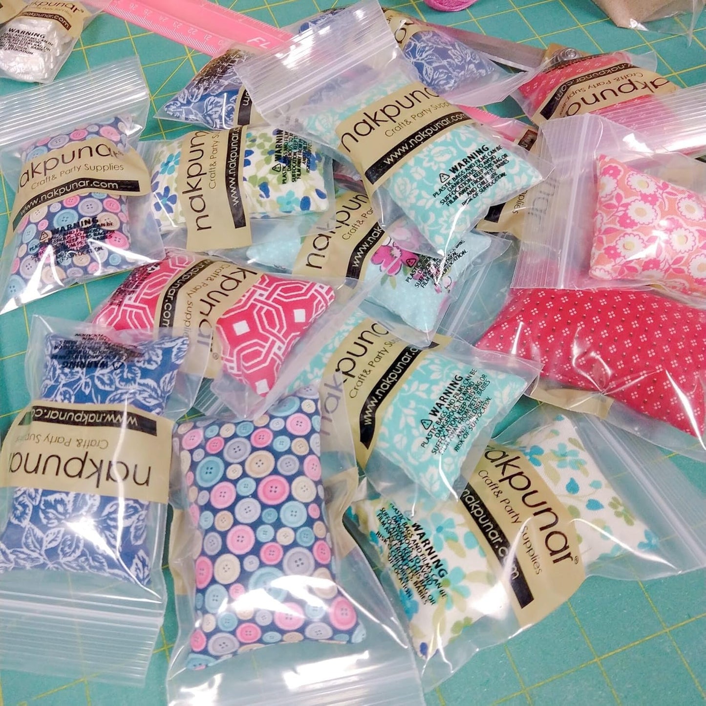 Emery Pincushion for Sewing - Filled with Abrasive Emery Sand - Rectangular Pastel Blue Abstract Pattern Fabric - Handmade in USA (2"x3", Watercolor)