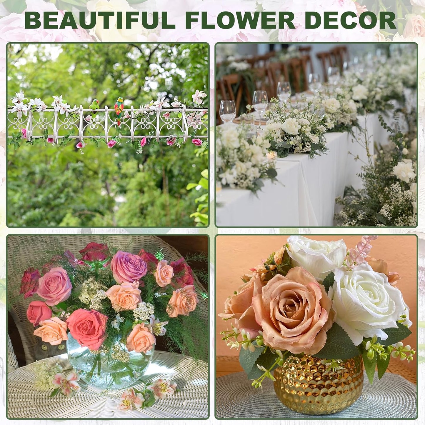 PATIKIL 32 Inch 22 Gauge Floral Stem Wire, 5 Pack/200 Pieces Bouquet Stem Paper Wrapped for DIY Crafts Flower Arrangements, White