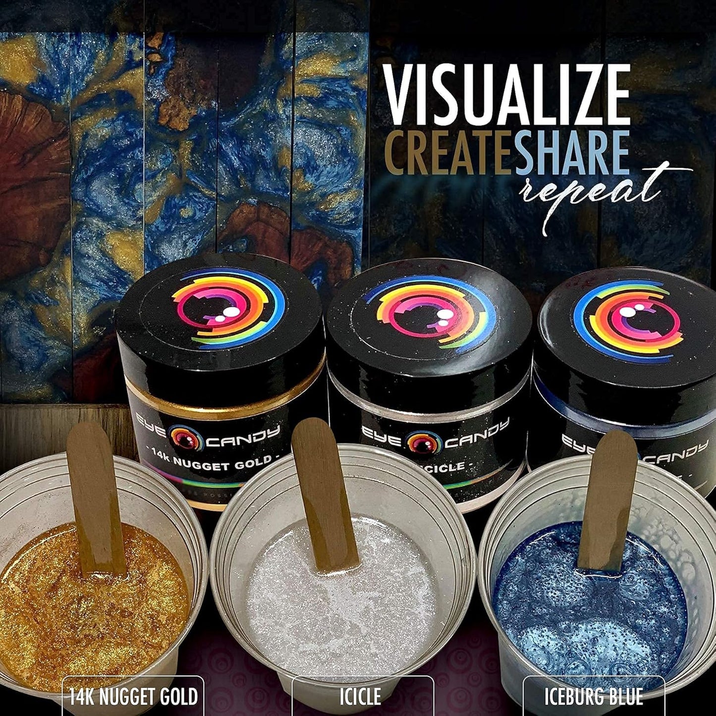 Eye Candy Pigments Premium White Mica Powder - Icicle (50gr) - for Epoxy, Resin, Soap, Paint, Woodworking, Acrylic Pouring, Bath Bombs, Fishing Lures - DIY Arts and Crafts Additive