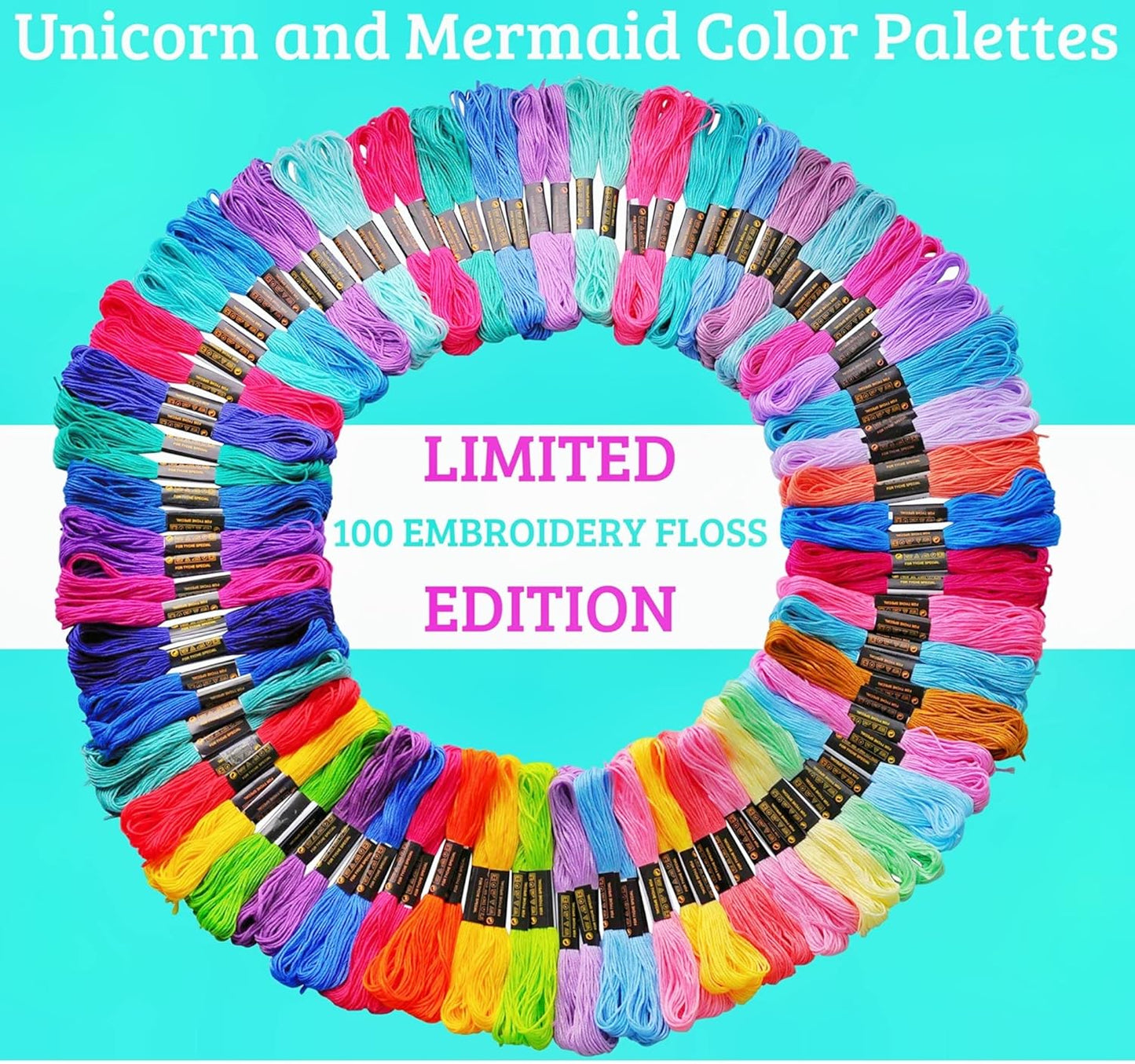 Athena’s Elements Embroidery Floss | Rainbow Thread for Embroidery, Cross Stitch Thread, Customized Independent Packaging(100 Colors)(Unicorn Color Palettes)