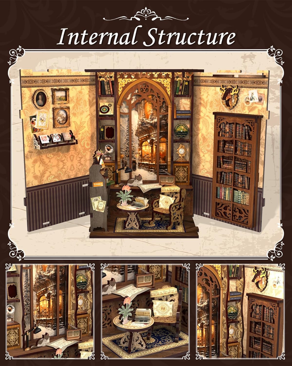 CUTEBEE Book Nook Kit - DIY Miniature House Kit for Adults and Teens, Dollhouse Booknook Tiny House Model Build Bookshelf Decor, Gifts for Family, Friends