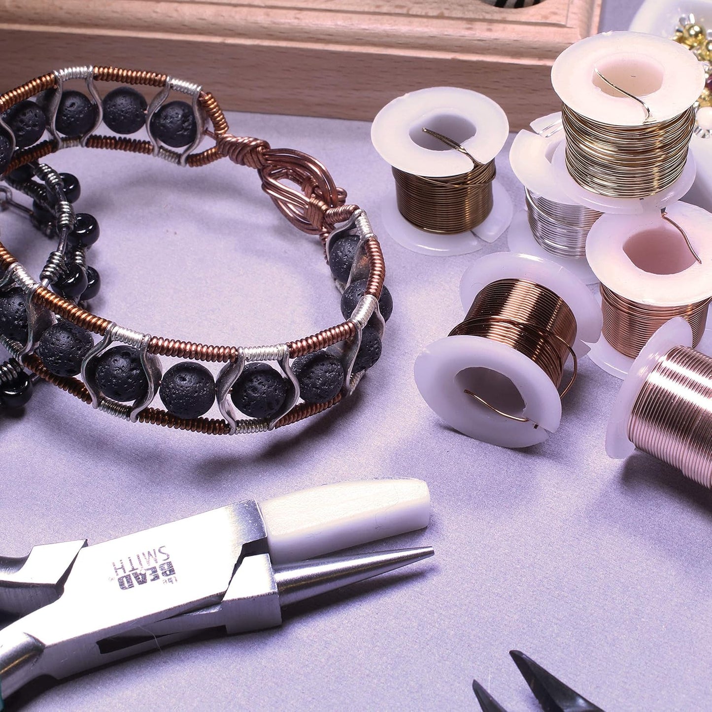 The Beadsmith Craft Wire Assortment - Tarnish-Resistant Copper Wire for Jewelry Making, 6-Pack, 0.75-Inch Mini Spools, 3 Yd Each, 20-Gauge, Assorted Colors, Medium Temper