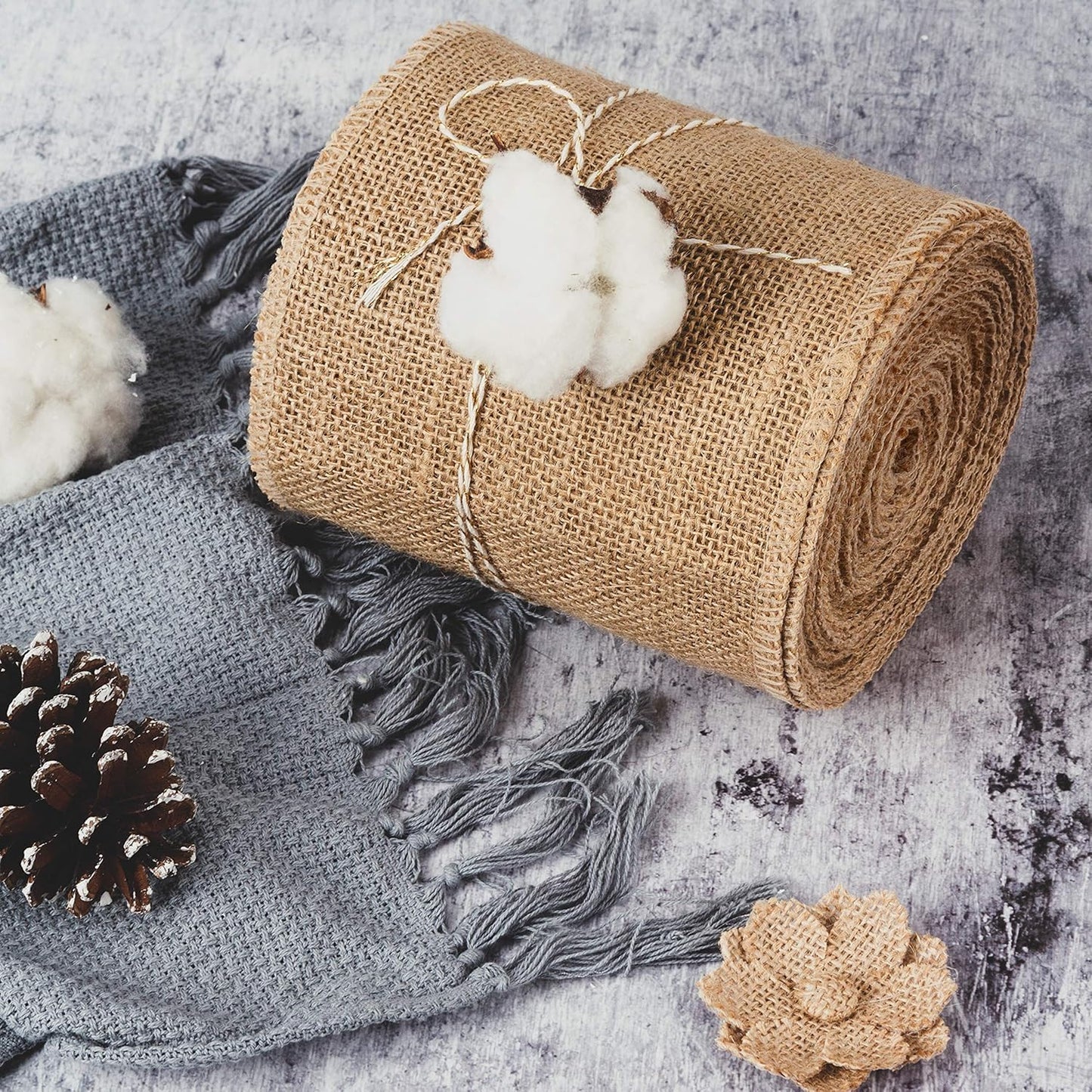 LaRibbons 6 Inch Burlap Wide Fabric Craft Ribbon,10 Yard, Natural Brown Ribbon for Bow Crafting,Wreath-Making, Tree Decoration