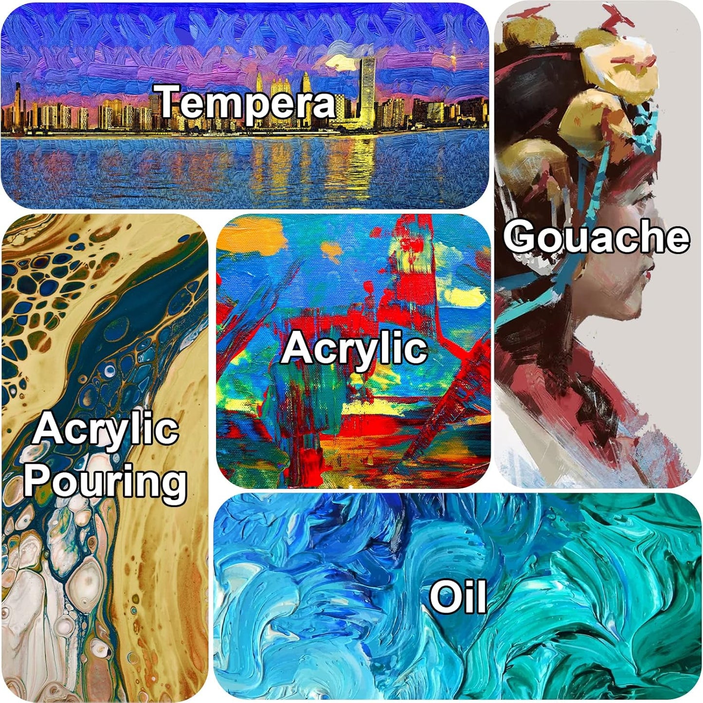 Gallery Wrapped Stretched Canvases for Painting 11x14 Inch 3-Pack, 16 oz Triple Primed Acid-Free 100% Cotton Blank Canvas, Rectangular Spline Canvas for Oil Paint Acrylics Pouring & Wet Art Media