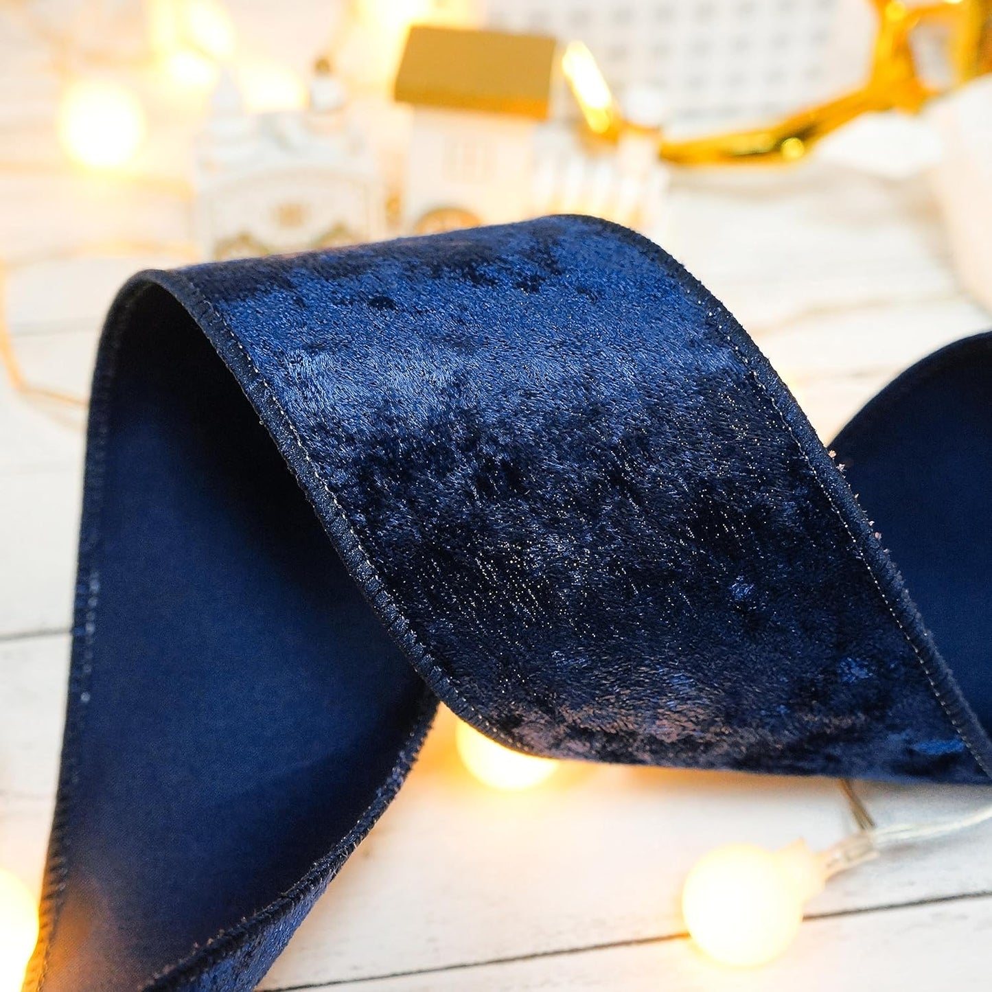 Navy Velvet Ribbon 2.5 Inch x 10 Yards for Christmas Tree Topper Home Decoration Wreath Gift Wrapping DIY Craft