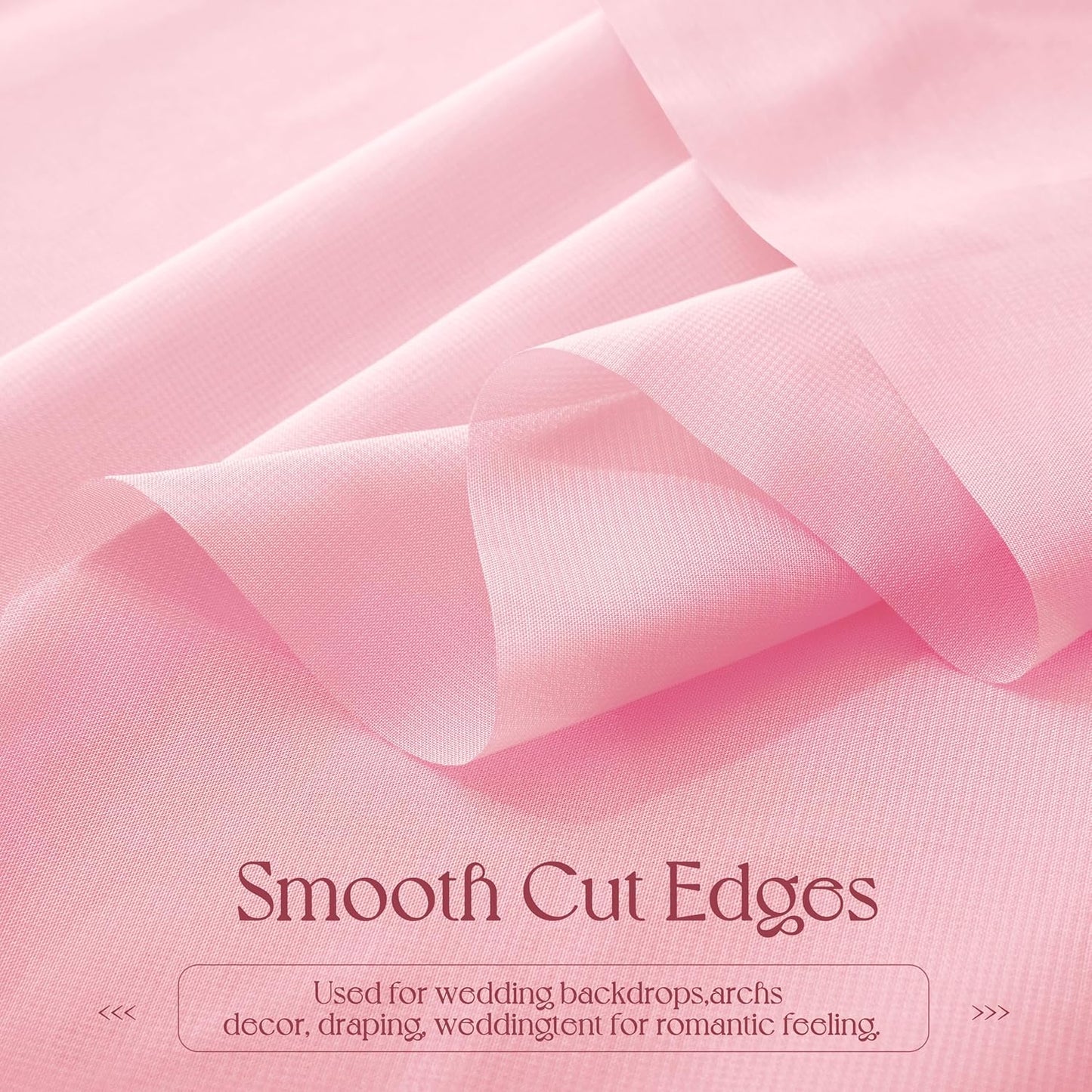 VACVELT Wedding Arch Draping Fabric Blush Pink Chiffon, 1 Panel Sheer Drapes 30 Inch x 20ft Chiffon Backdrop Curtain Decor, Outdoor Sheer Drapery for Ceremony Party Ceiling