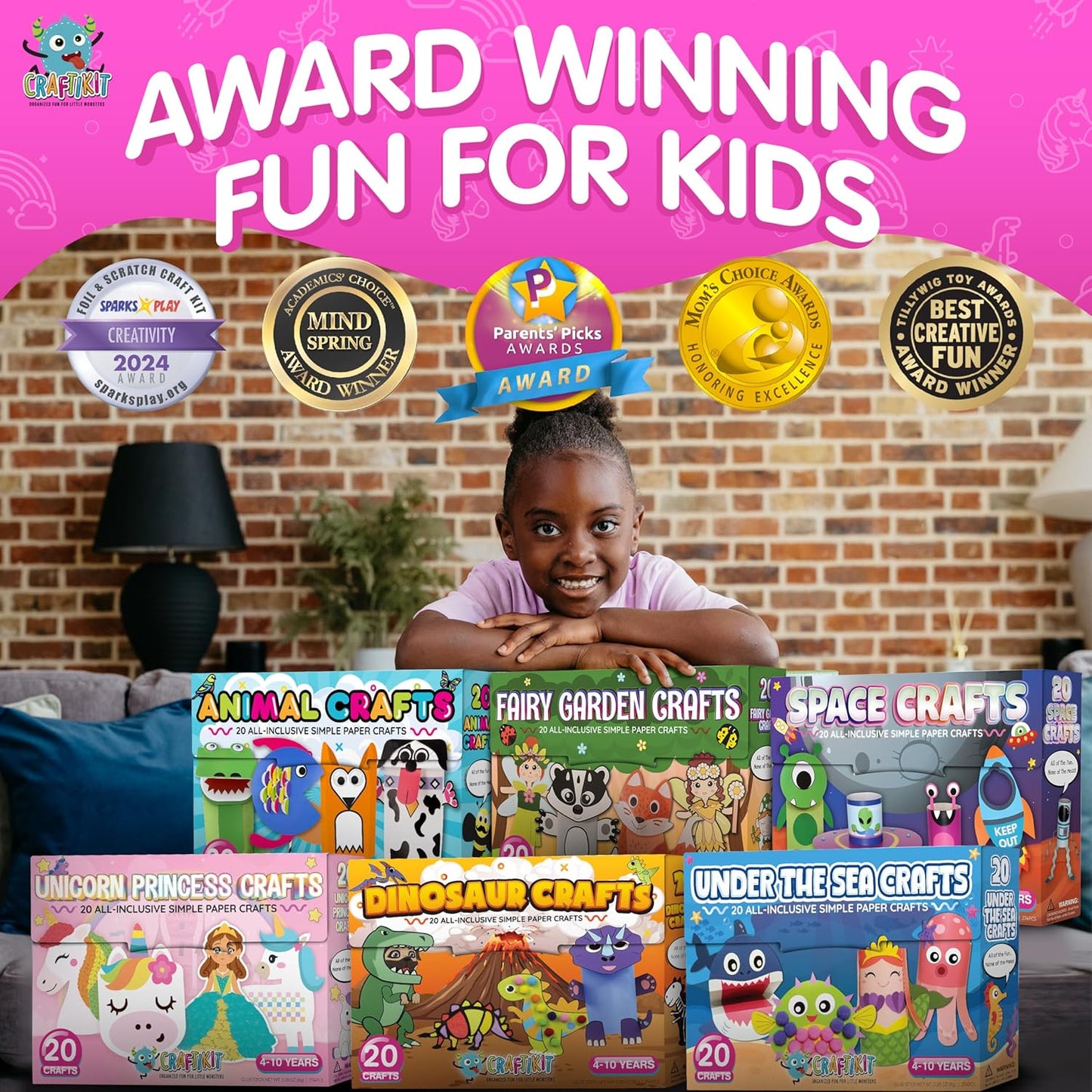 Craftikit® 20 Award-Winning Princess & Unicorn Crafts for Kids Ages 3-10 Years, All-Inclusive Toddler Arts and Craft Kits for Kids, Fun Toddler Craft Box for Girls in Preschool