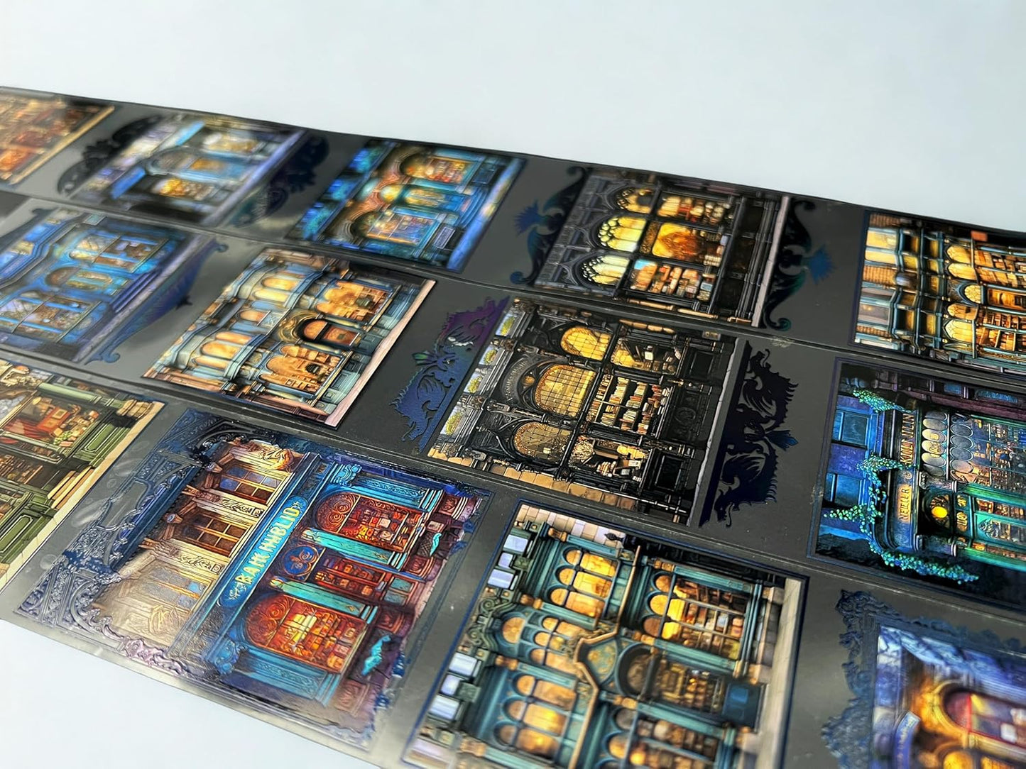 Victorian Storefronts Transparent Washi Tape 6x5 cm – Decorative Scrapbooking Craft Adhesive Roll with Vintage Architecture, Antique Building Illustration for Journals, Planners, Cards & DIY Projects