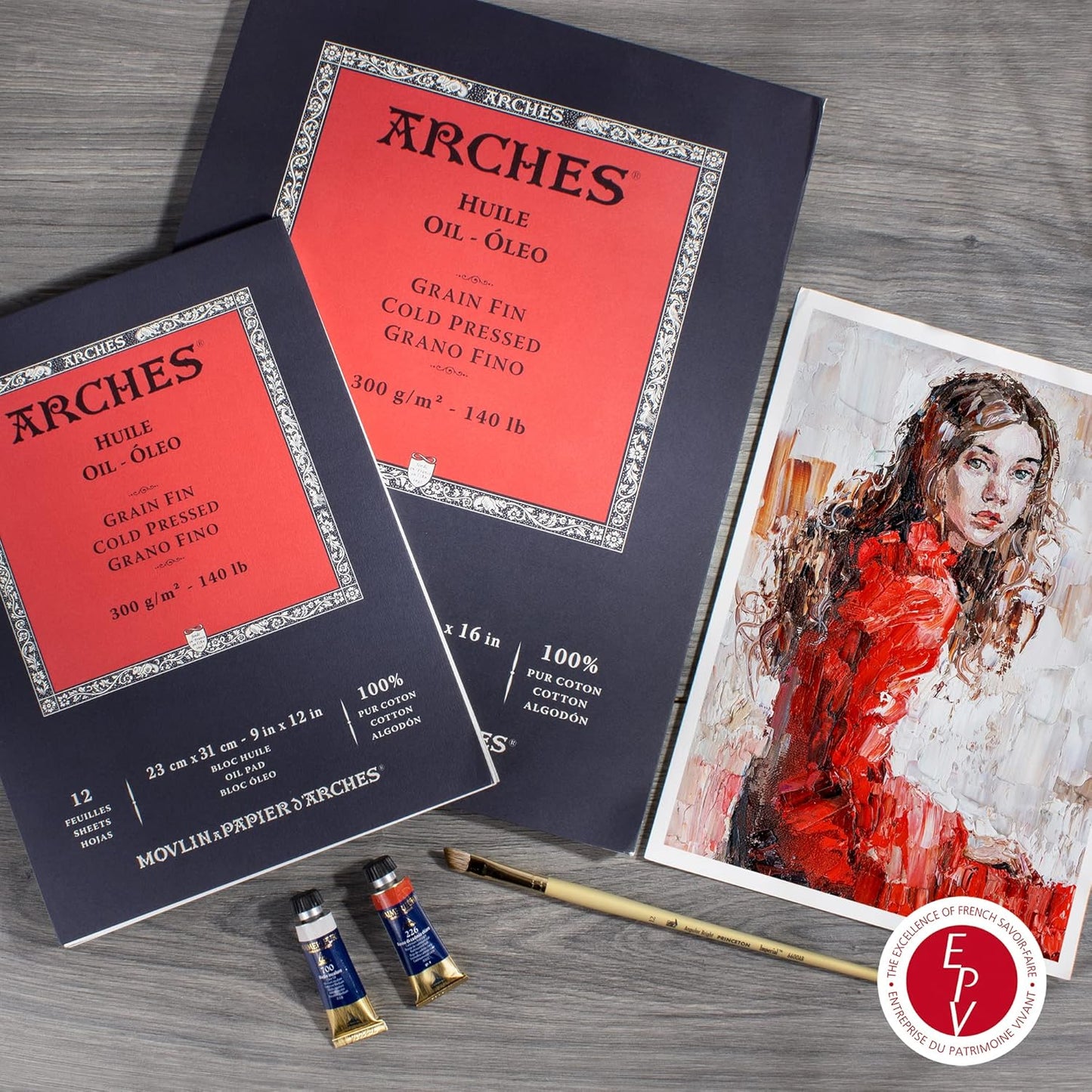 Arches Huile Oil Pad, Cold Pressed, 140lb/300gsm, 12 Sheet, 9x12 inch, Arches Oil Paper 100% Cotton