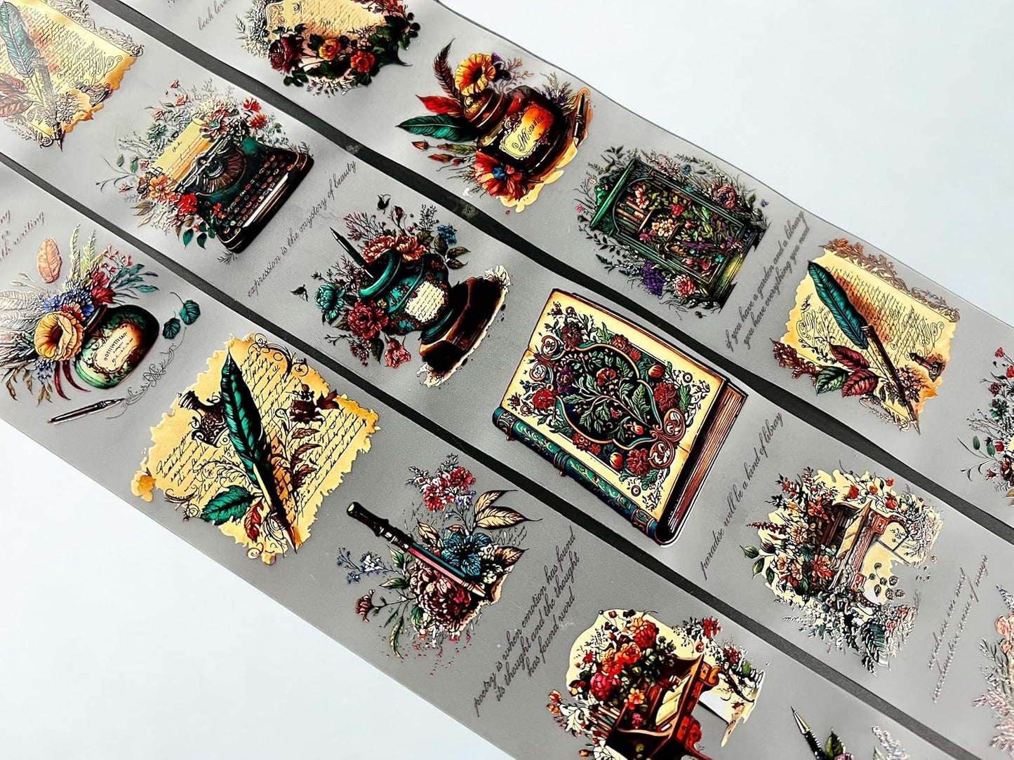 Victorian Scribe Transparent Washi Tape 4.5 x 5 cm – Clear Washi Decorative Adhesive Roll for Scrapbooking, Journaling, DIY Crafts, Planners, Bullet Journal, Card Making, Stationery Supplies