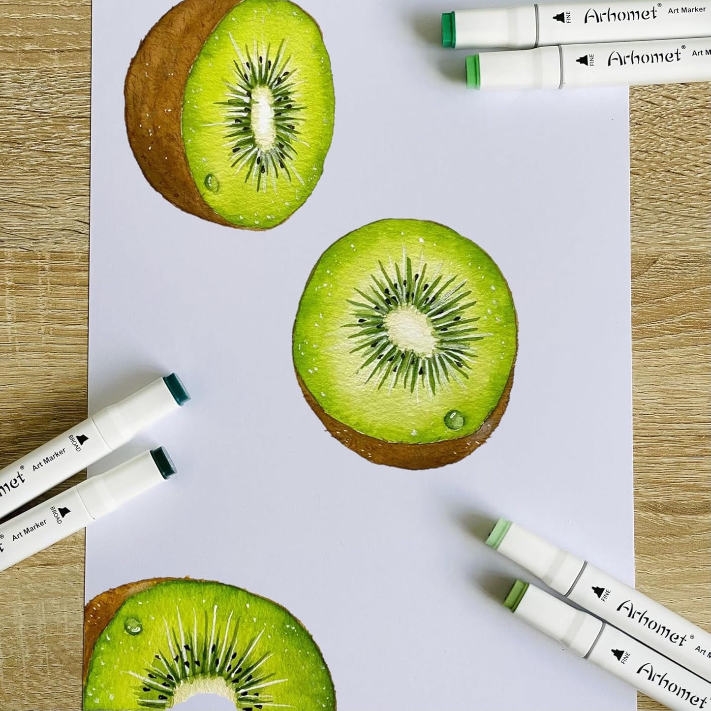 6pcs Green Forest Trees Grass Colors Alcohol Markers Set, Dual Tips Art Markers Drawing Sketched Double Tipped for Adults Kids (Green)