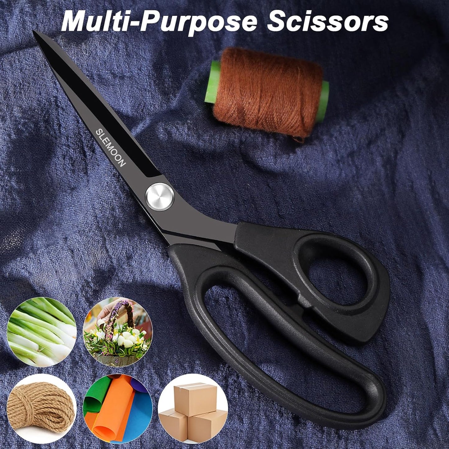 8.5 Inch Tailor Scissors All Purpose, Heavy Duty Premium Stainless Steel Scissors, Comfort Grip Handles for Fabric, Leather, Sewing & Crafting