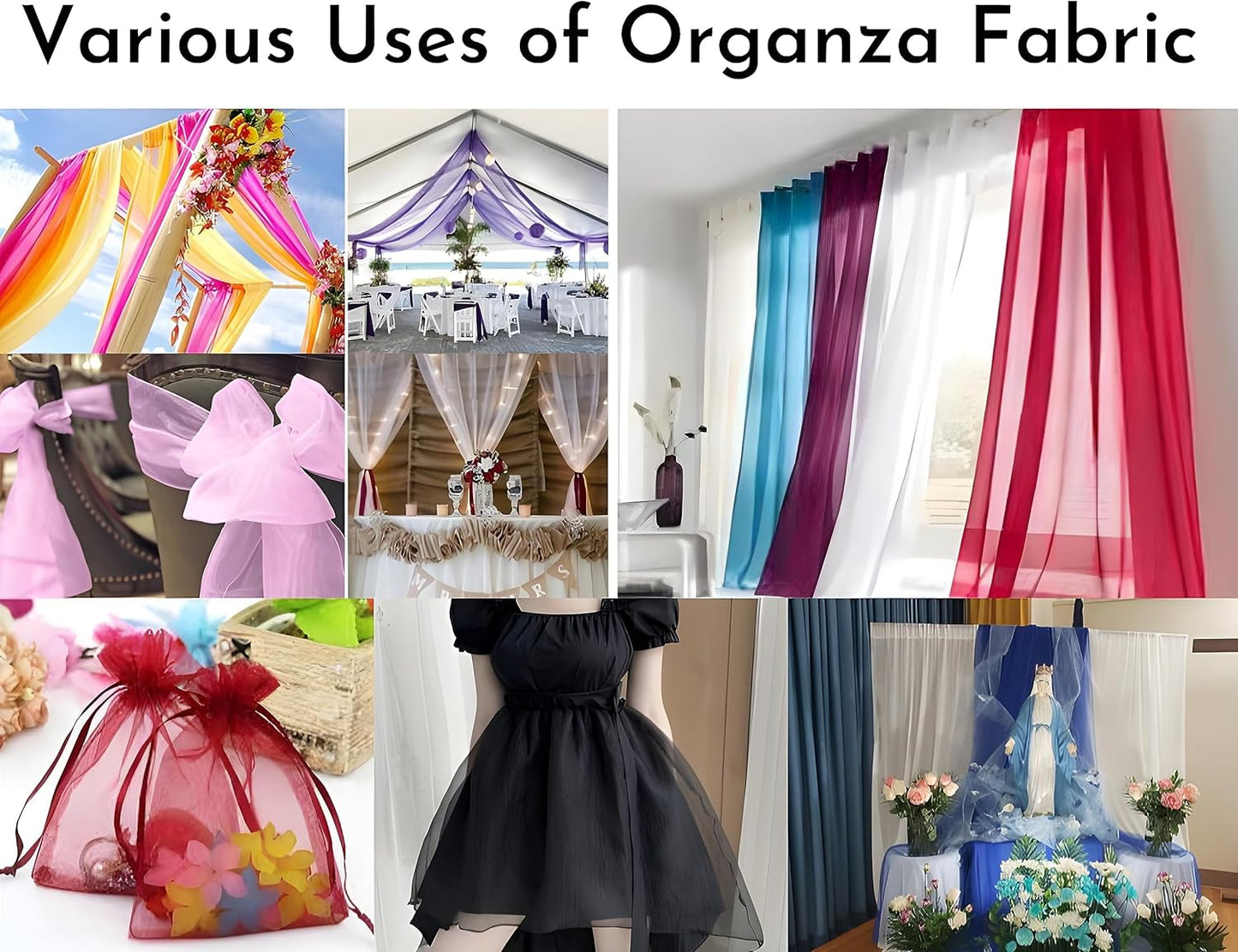 FYNITE Sheer Organza Fabric | 10 Yards Long | 44'' Wide | Bridal Solid Sheer Organza Bolt for Wedding Dress Fashion Craft Decorations Silky Shiny Sheer Organza (Lavender, 10 Yard)